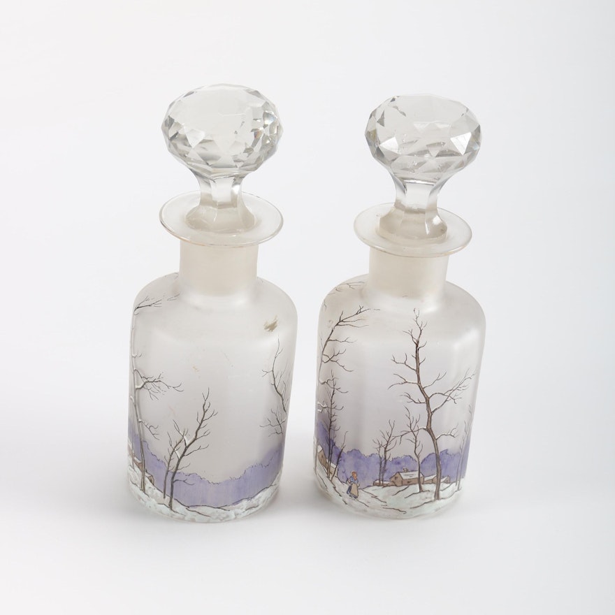 Hand-Painted Etched Crystal Cruets