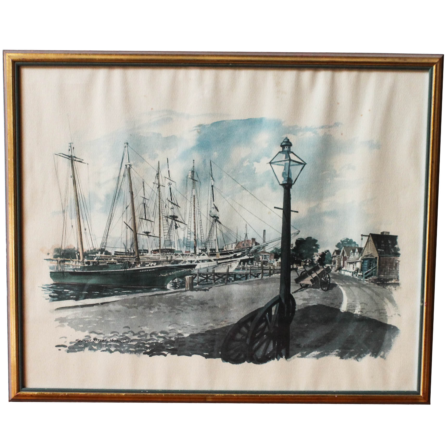 Paul N. Norton Print of "Seaport Street, Mystic Conn."