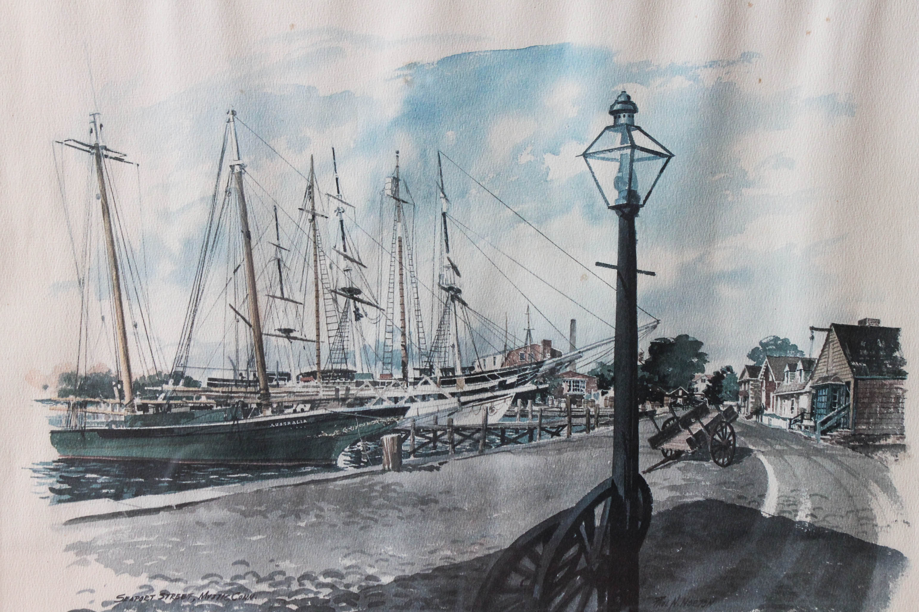 Paul N. Norton Print of "Seaport Street, Mystic Conn."