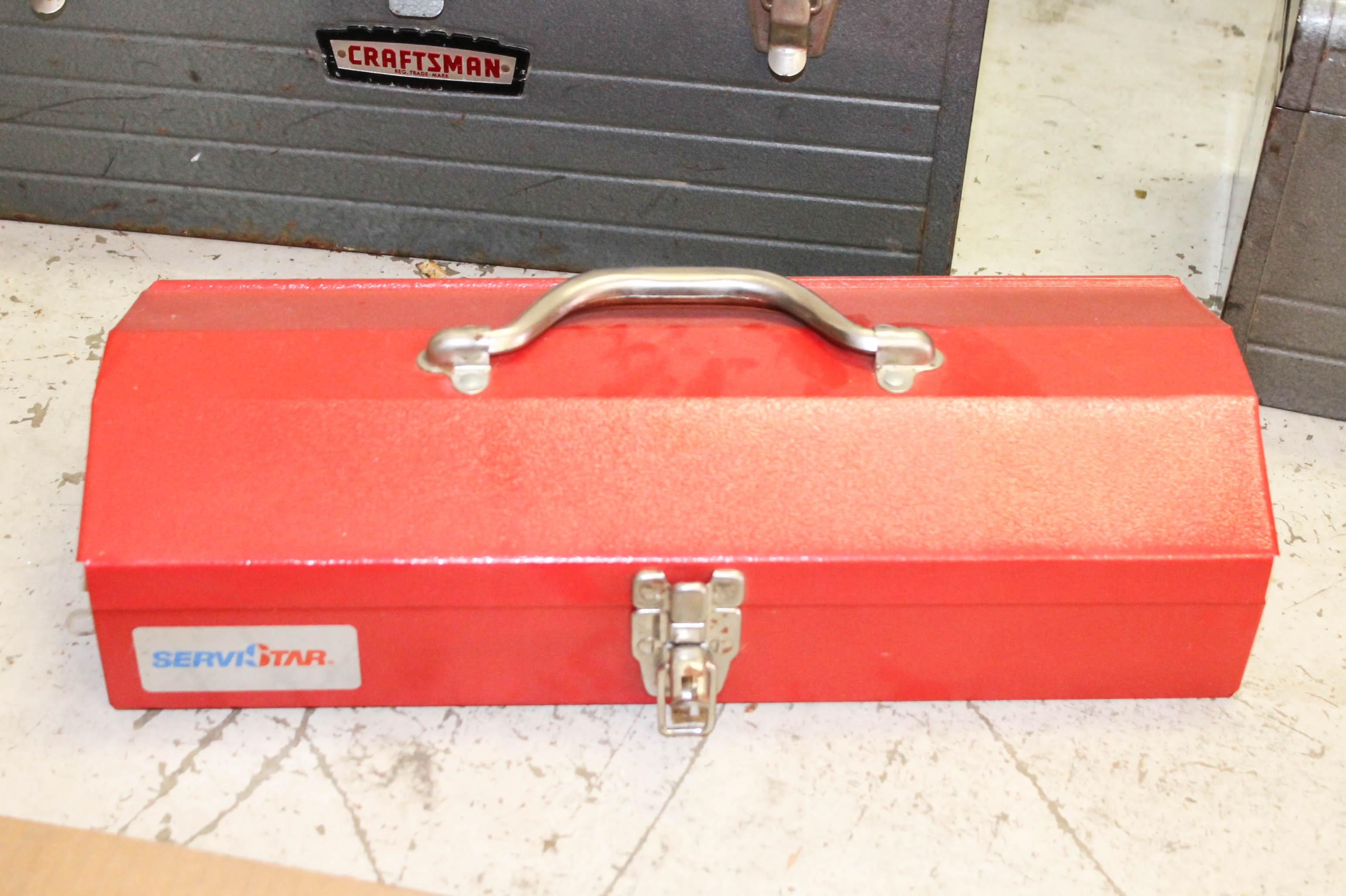 Assortment of Metal Toolboxes and Hand Tools