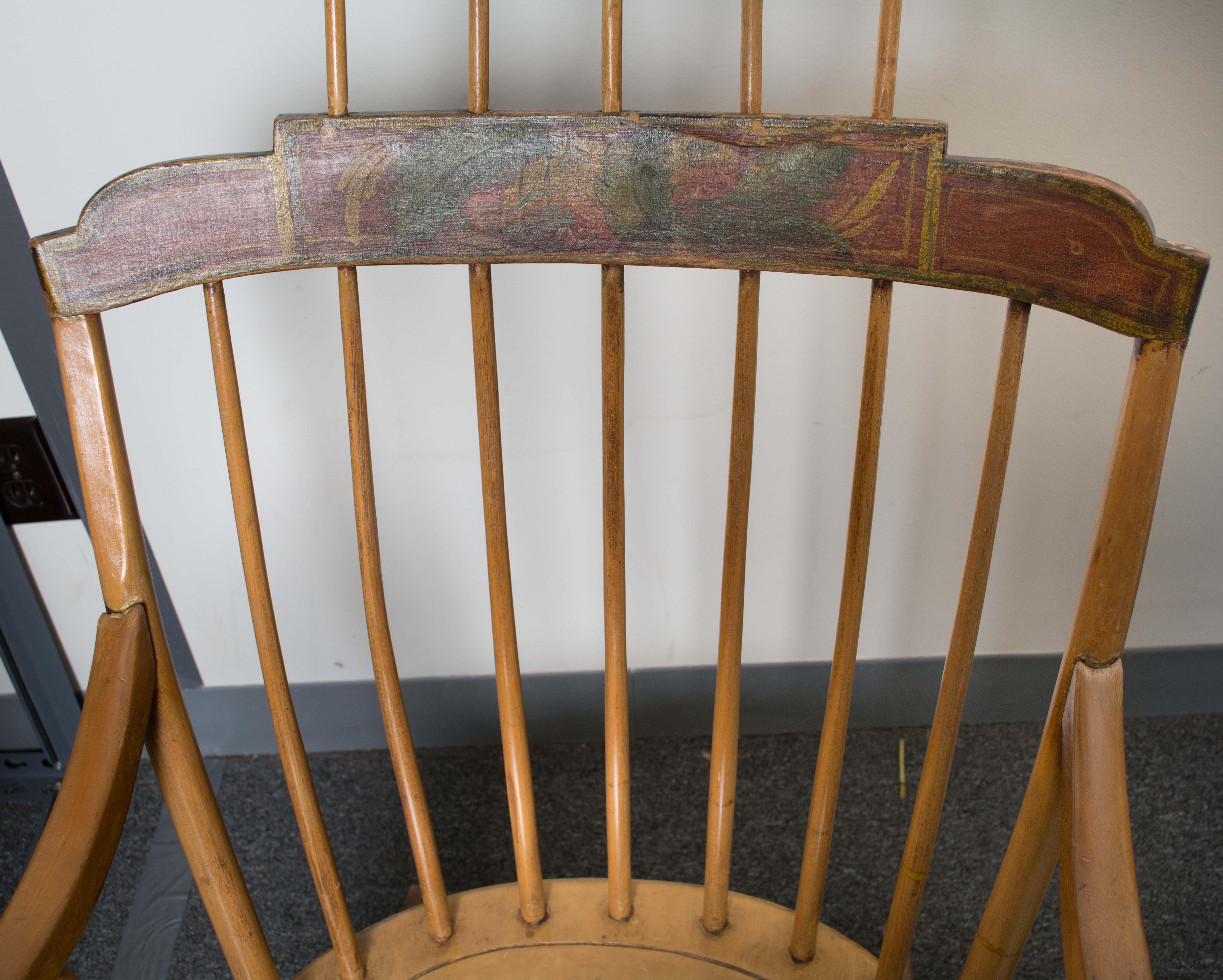 Vintage Painted Comb Back Windsor Rocking Chair