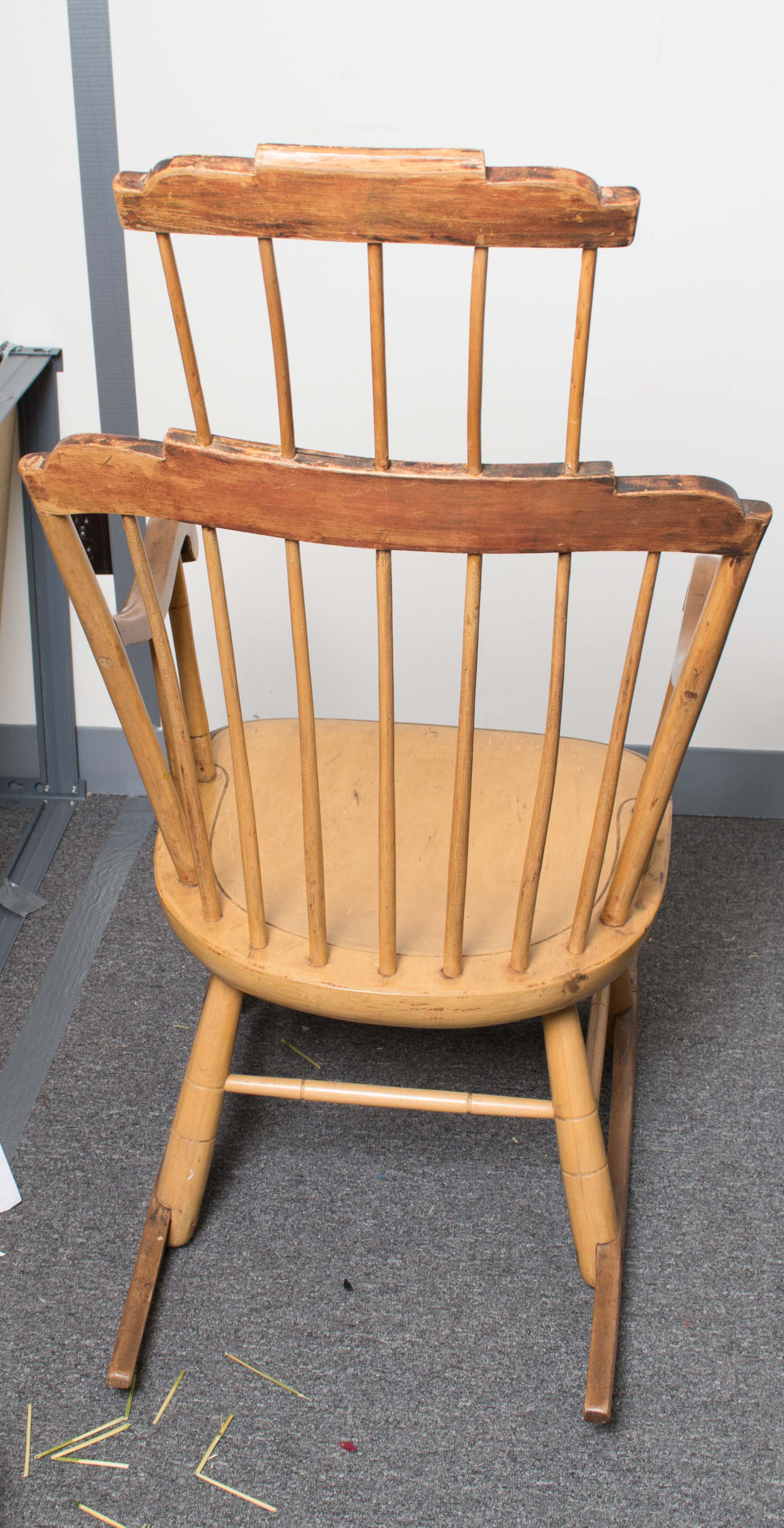 Vintage Painted Comb Back Windsor Rocking Chair