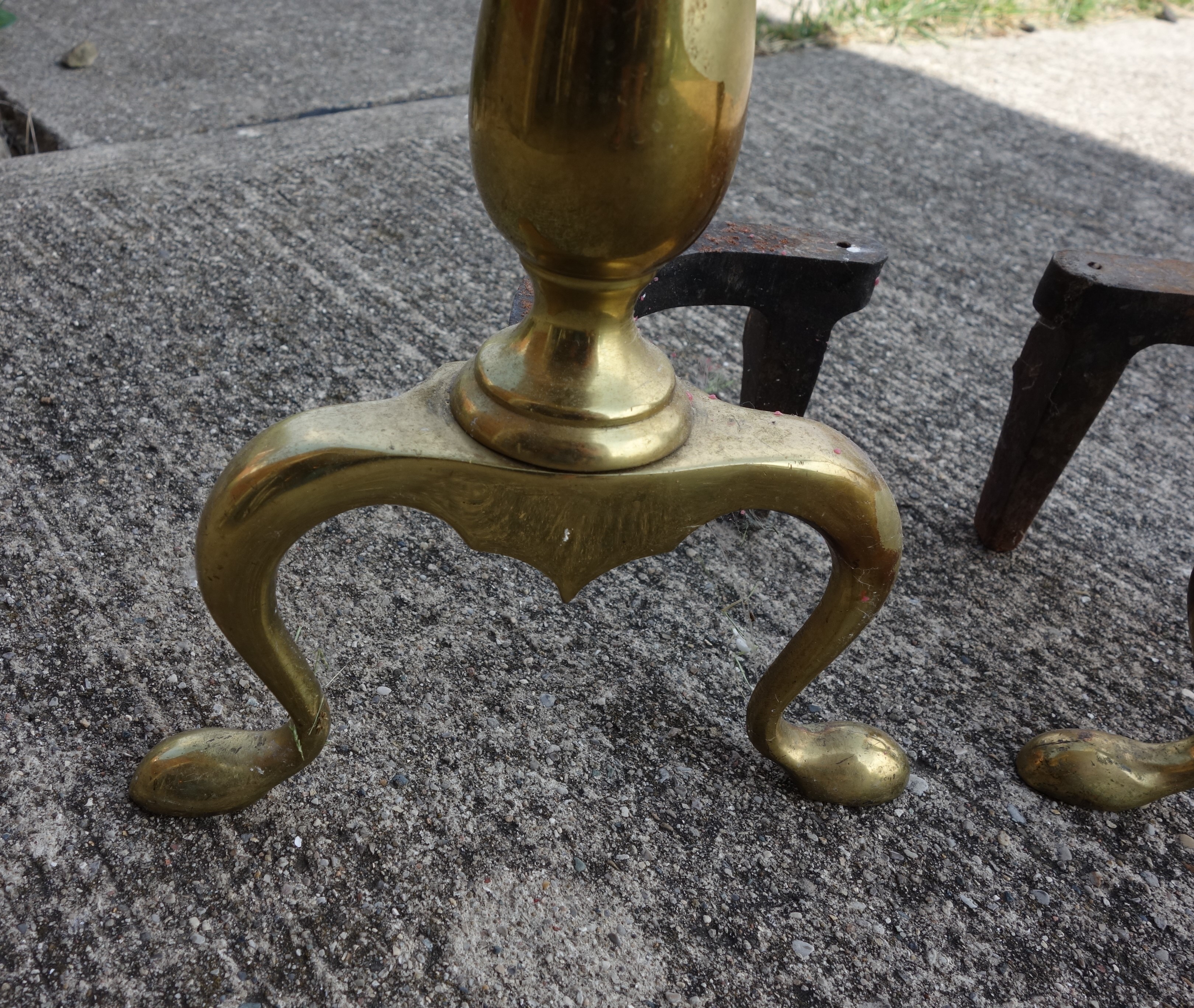 Vintage Cast Iron & Brass Fireplace Andirons