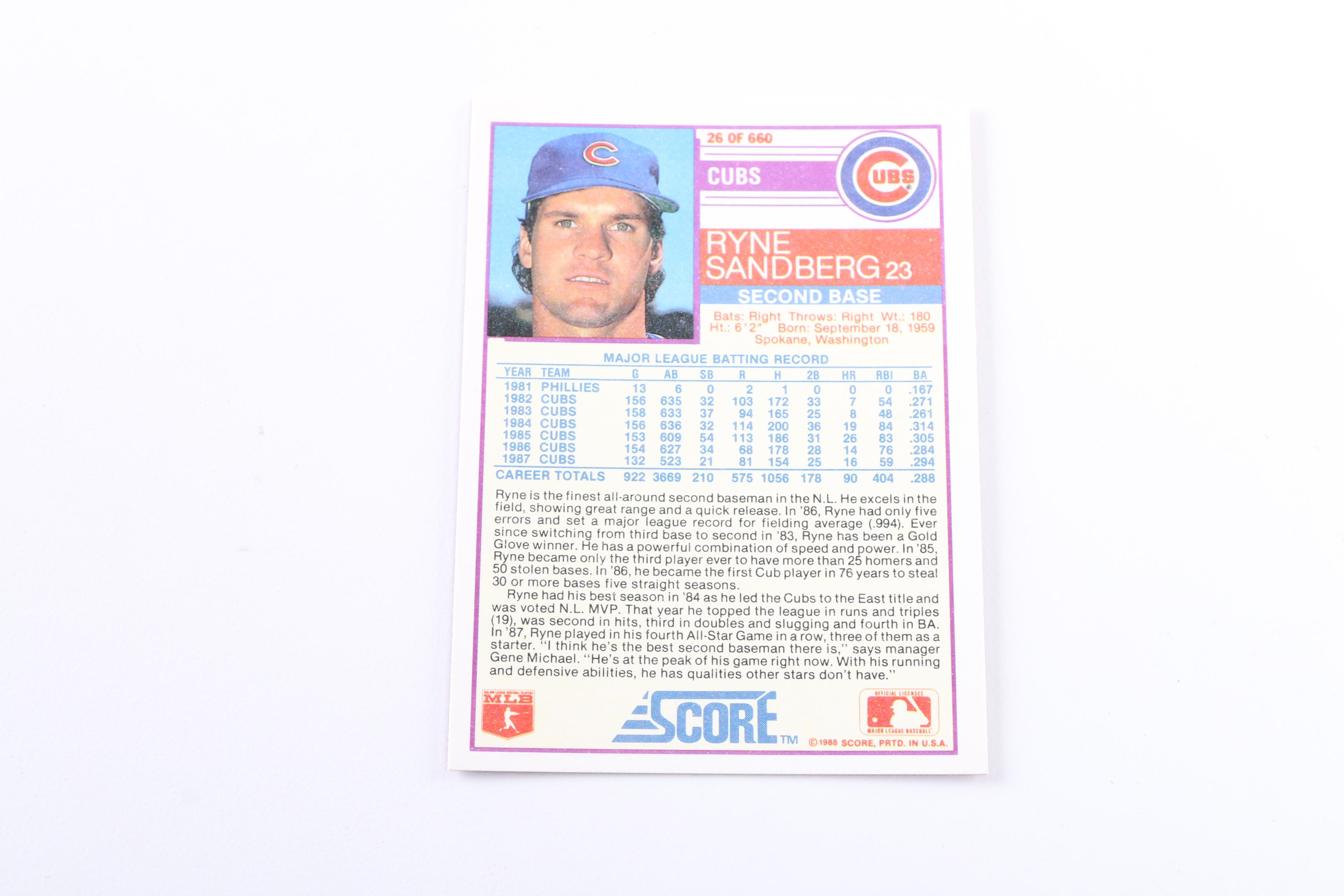1988 Score Baseball Card Complete Set