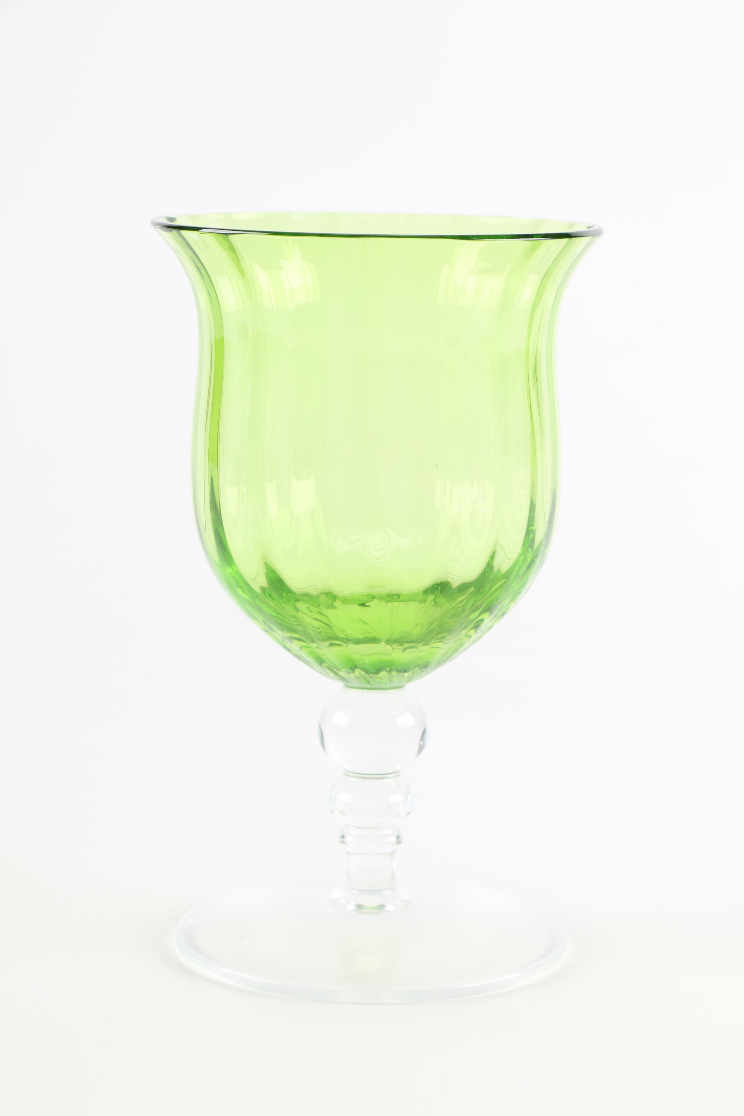 Set of Green Wine Glasses