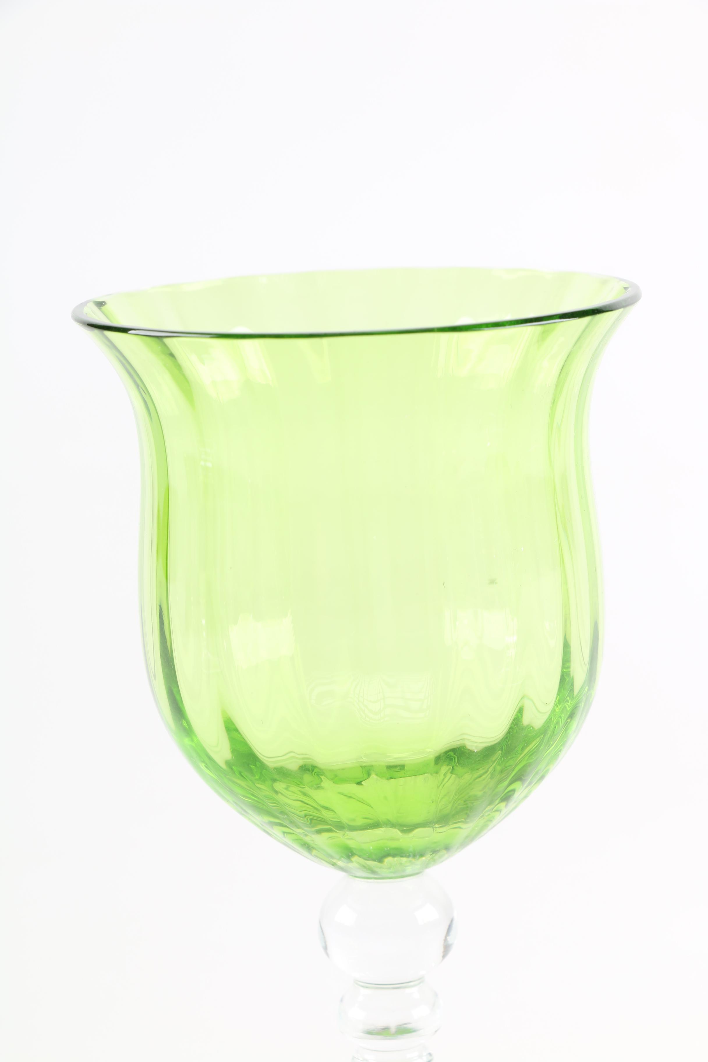 Set of Green Wine Glasses