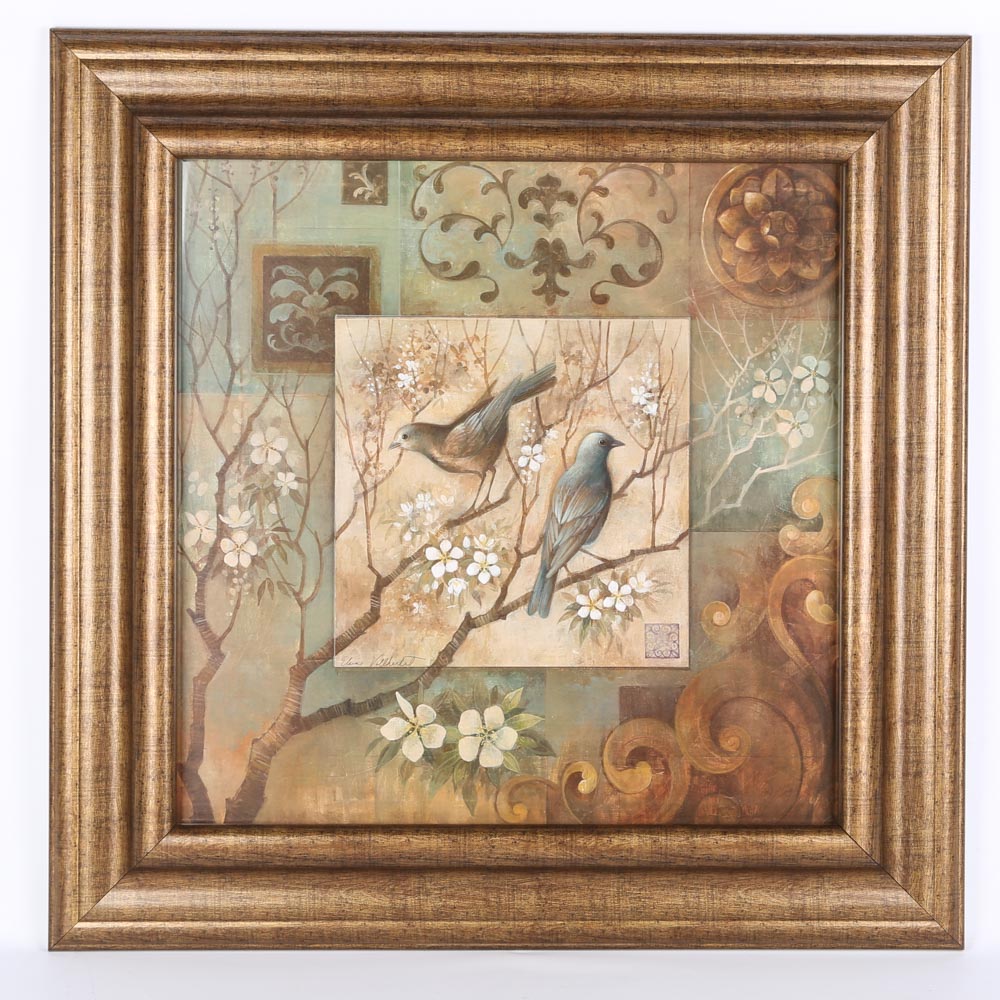 After Elaine Vollherstl Coordinating Bluebird Offset Lithographs