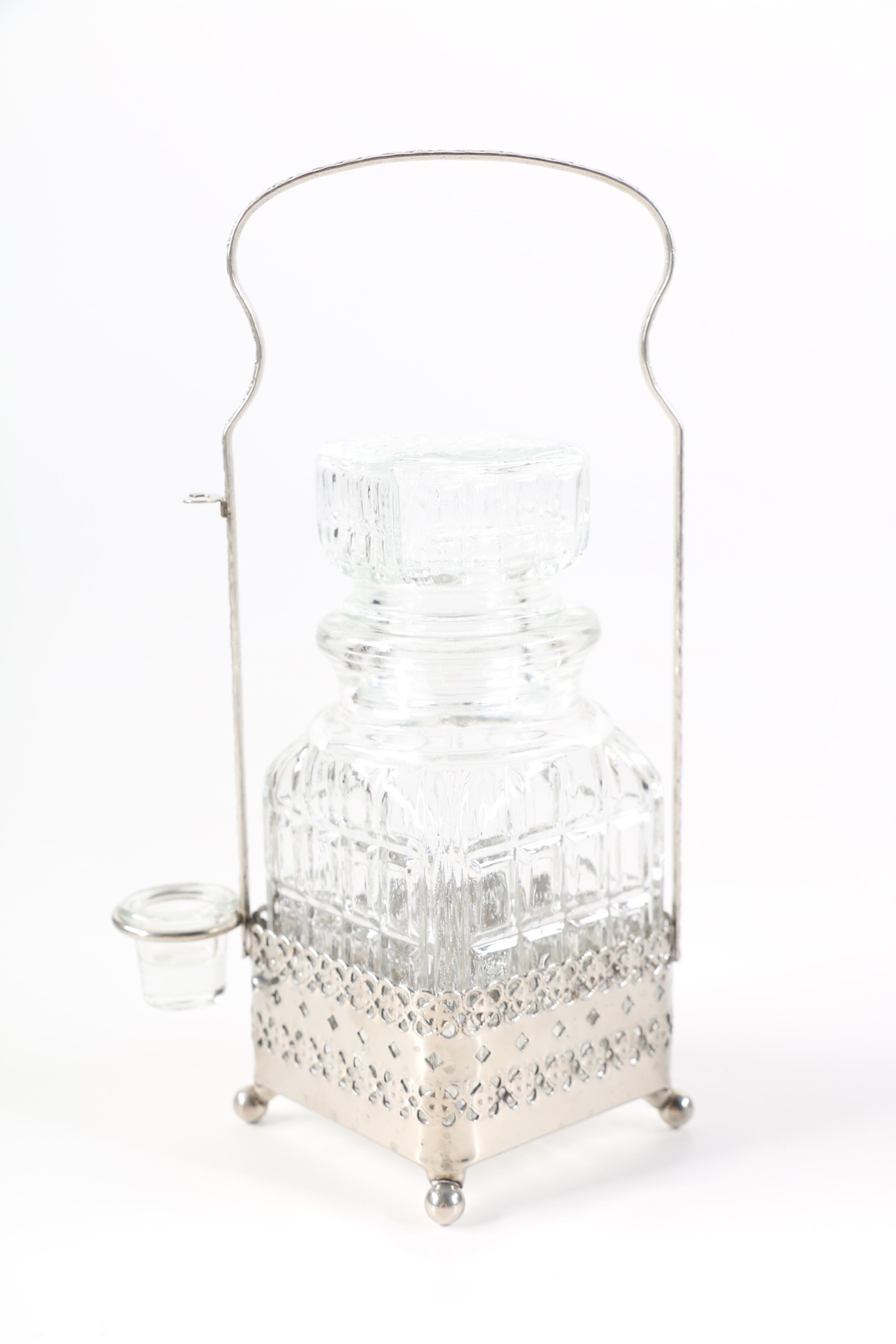 Silver Plate and Glass Jars and Caddy