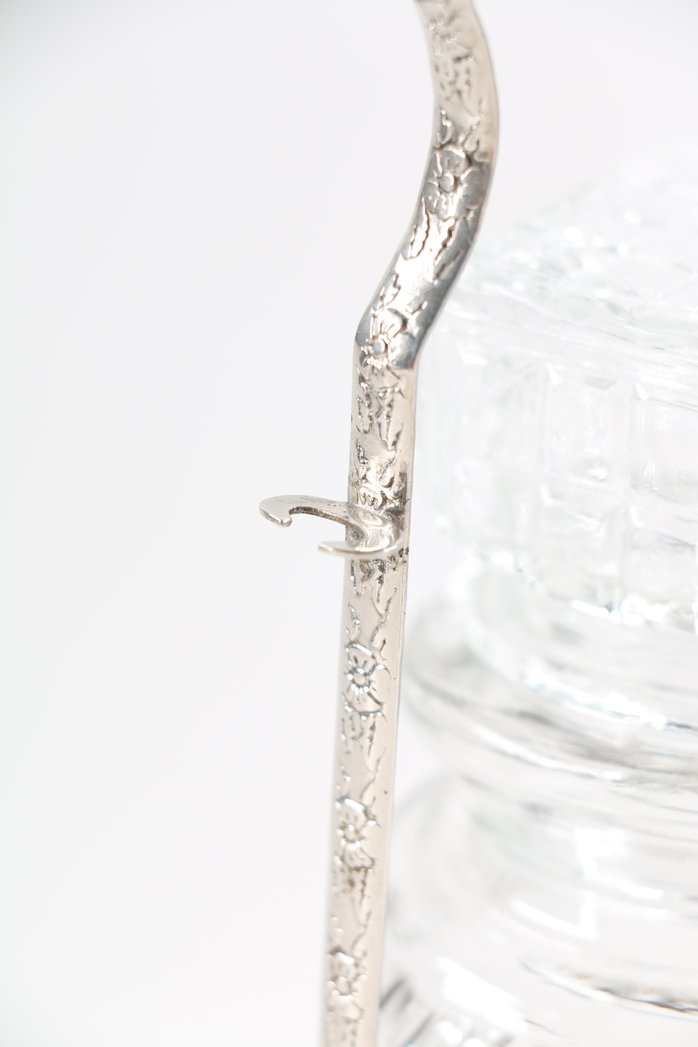 Silver Plate and Glass Jars and Caddy