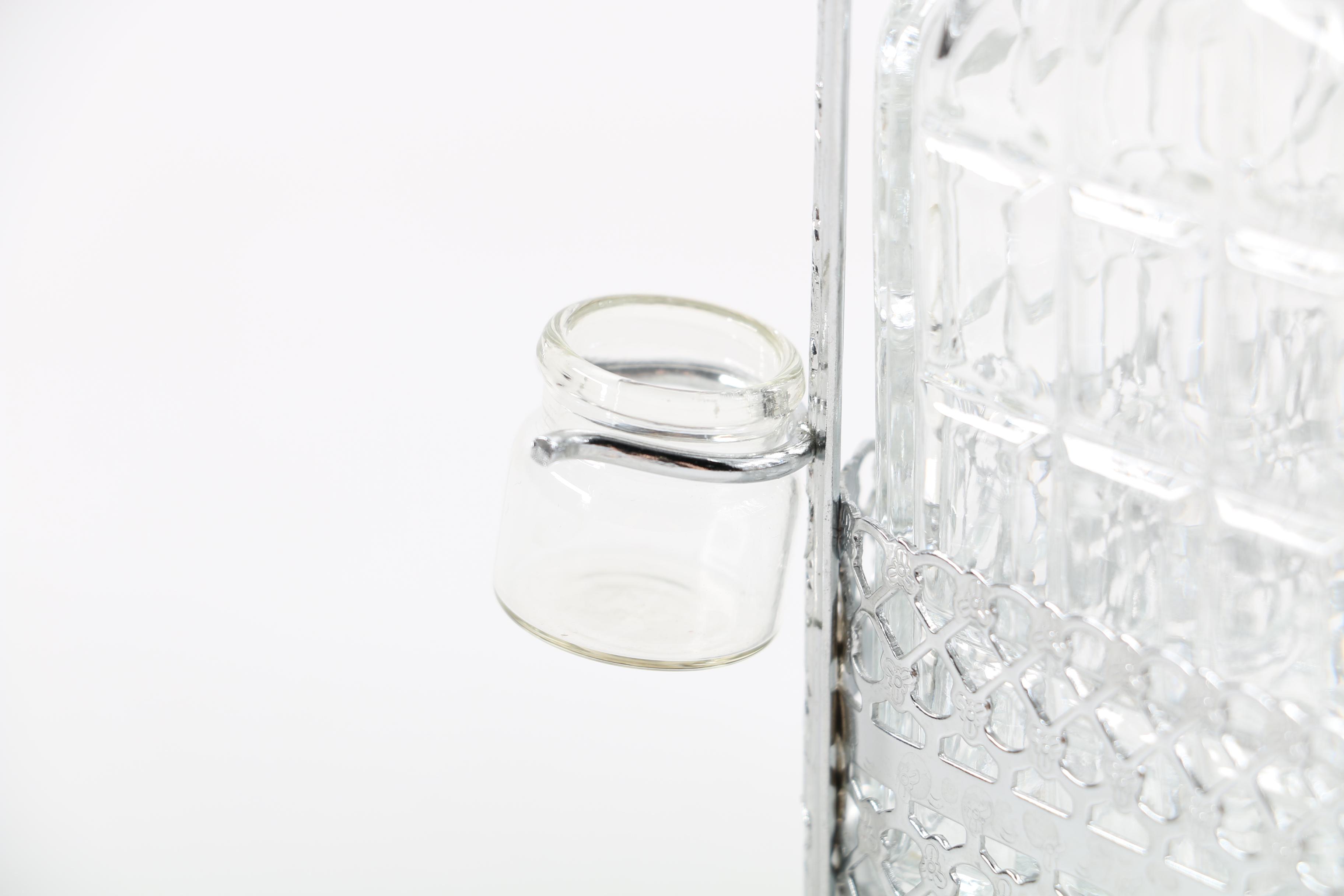 Silver Plate and Glass Jars and Caddy