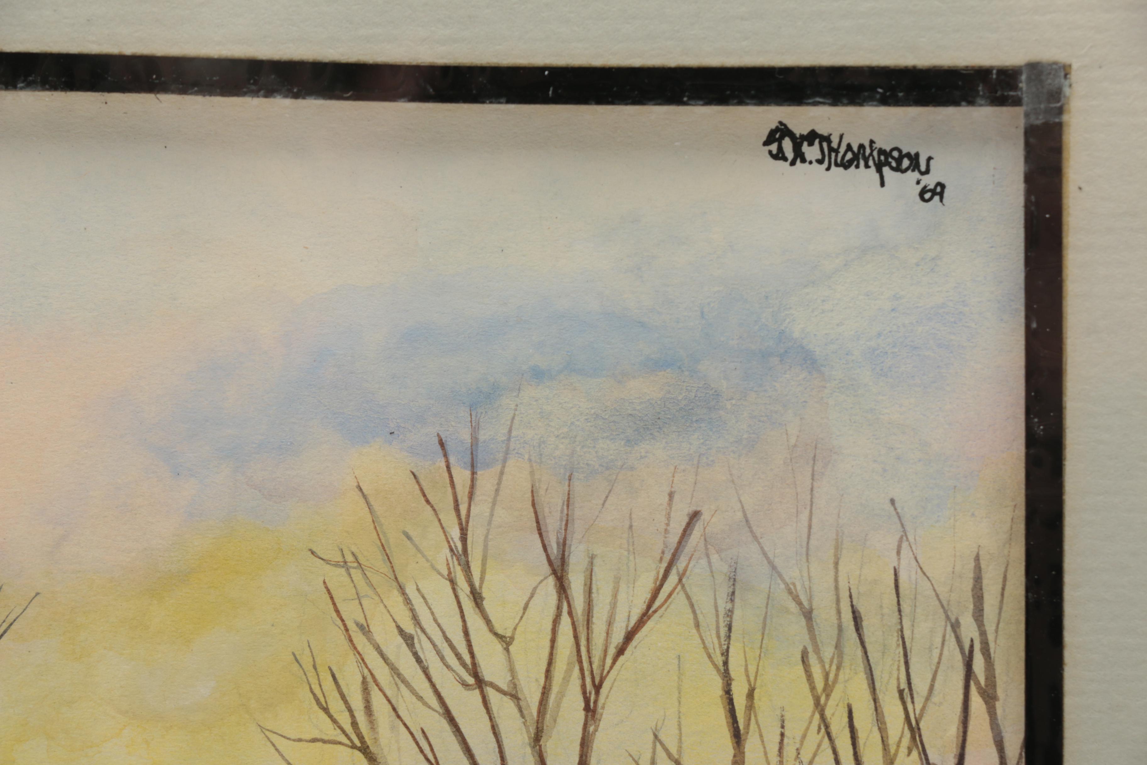 Late 20th-Century Watercolor Painting on Paper of Don Quixote and Sancho Panza