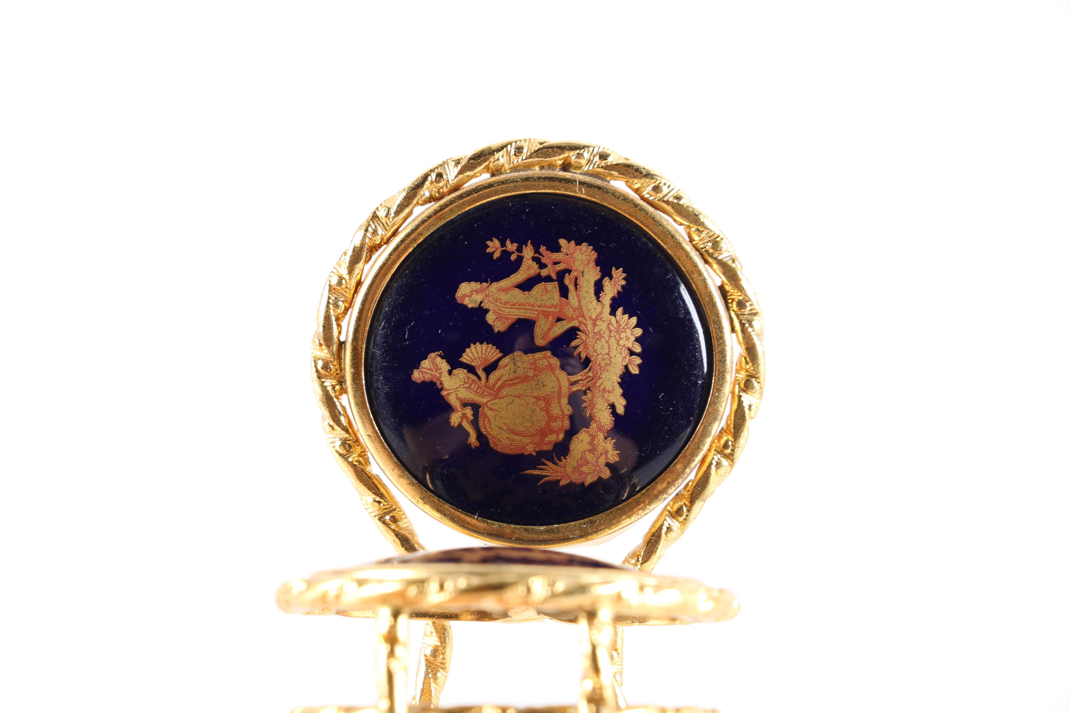 Limoges Miniature Cobalt Blue Table and Chairs