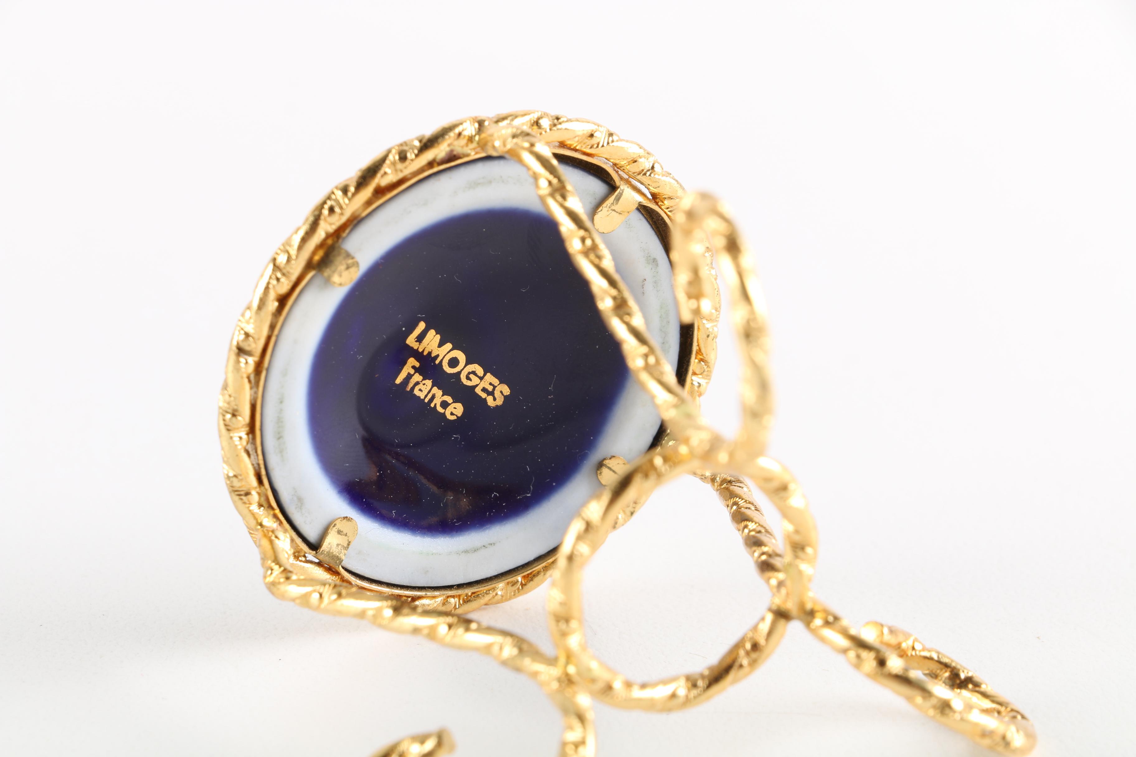 Limoges Miniature Cobalt Blue Table and Chairs