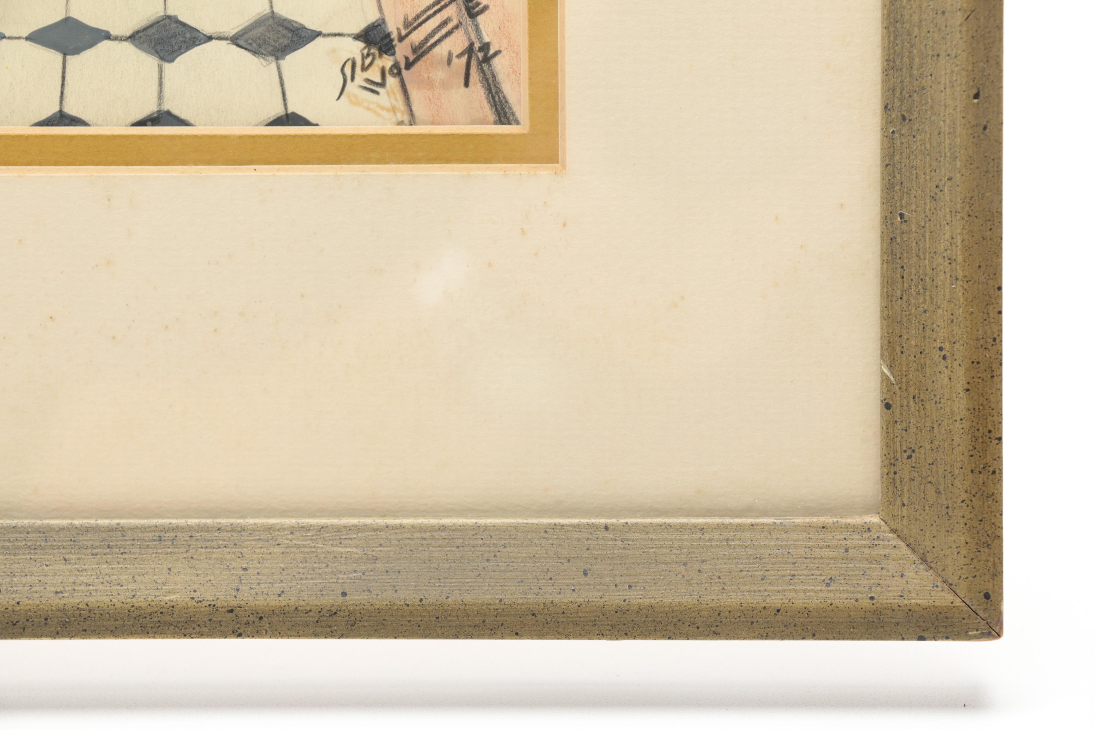 Muriel Vincent Sibell Wolle Mixed Media Drawing on Paper "Women. State Capital, Colorado"