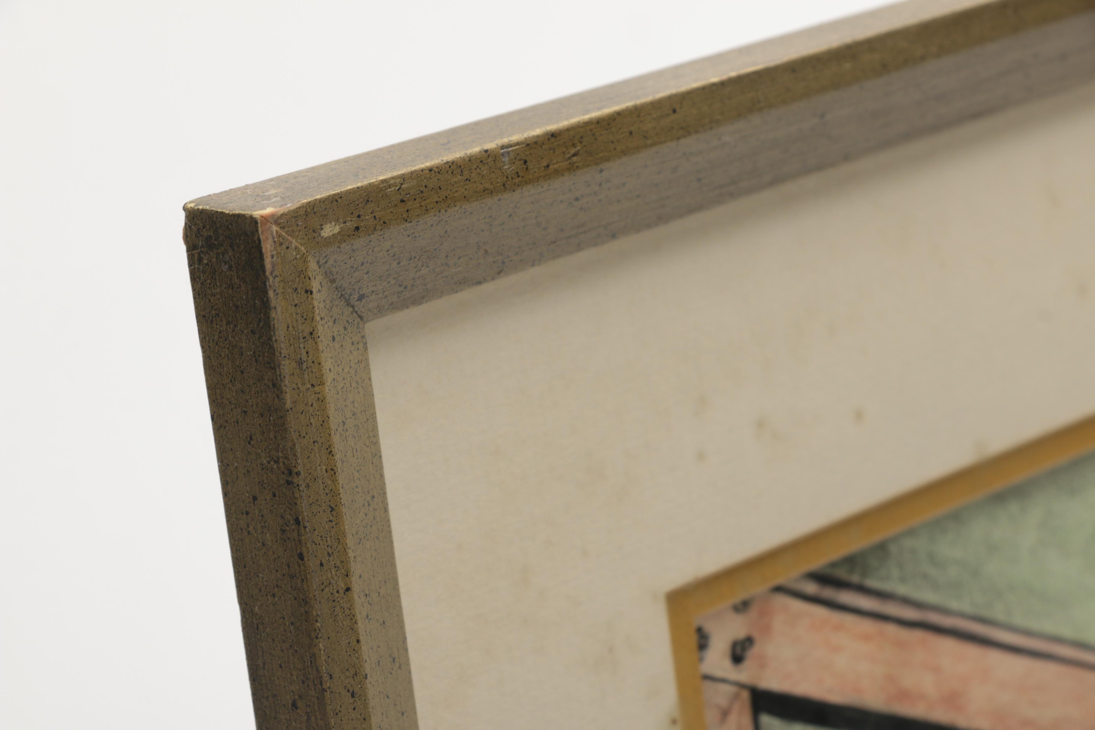 Muriel Vincent Sibell Wolle Mixed Media Drawing on Paper "Women. State Capital, Colorado"