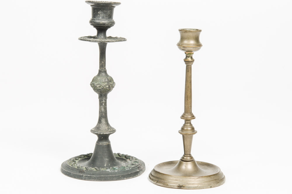 Two Antique Metal Candlesticks