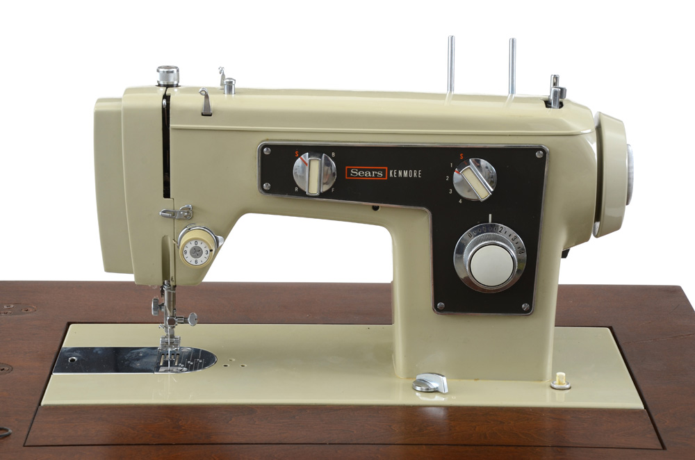 Sears-Kenmore Midcentury Vintage Sewing Machine with Cabinet