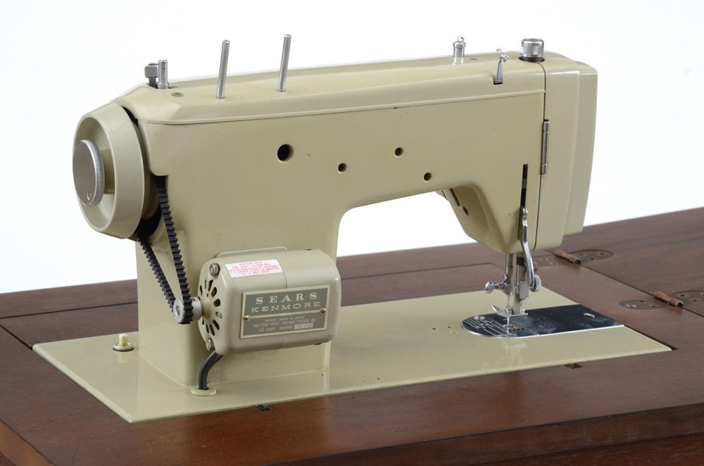 Sears-Kenmore Midcentury Vintage Sewing Machine with Cabinet