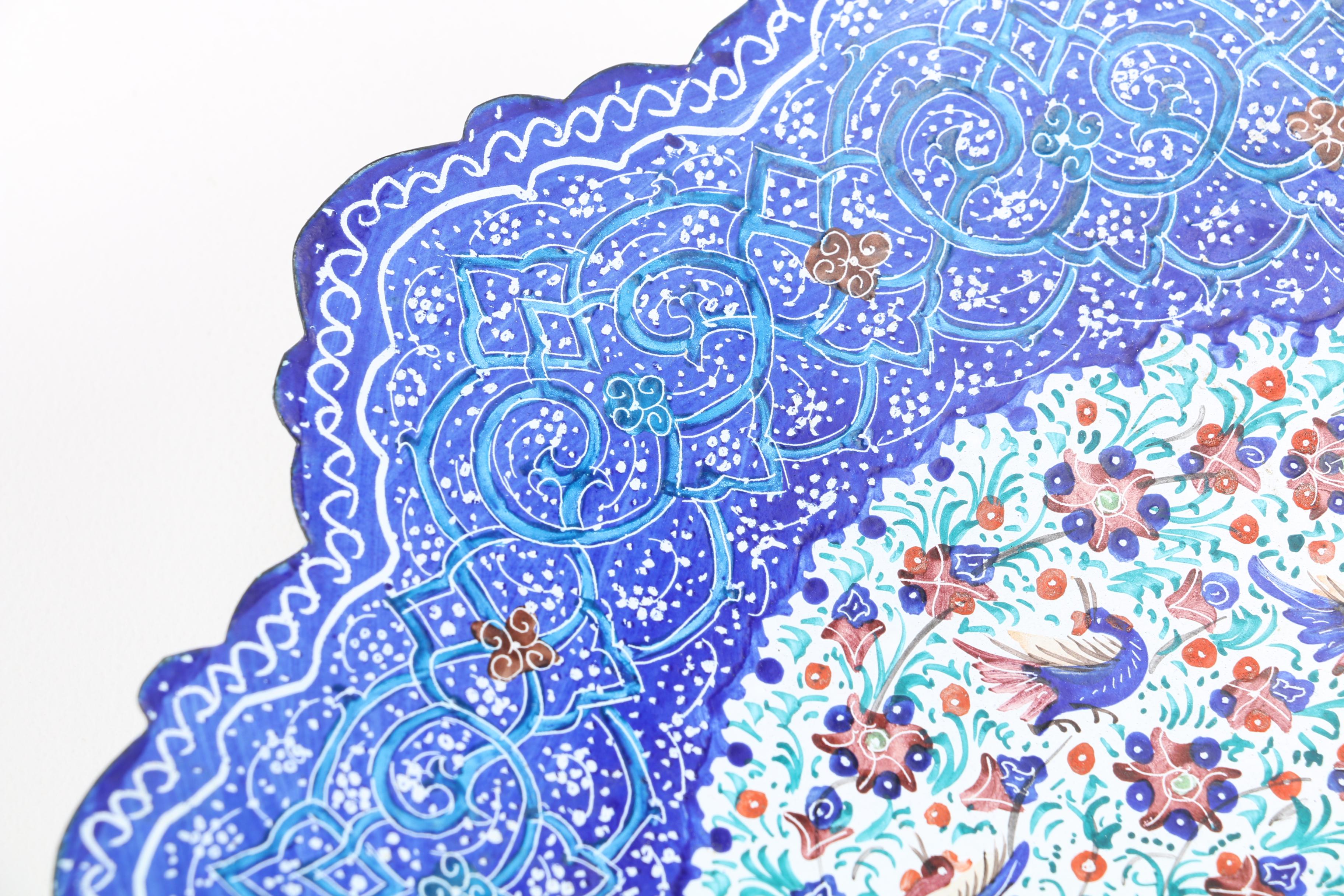 Hand-Painted Enameled Metal Iznik-Style Plates