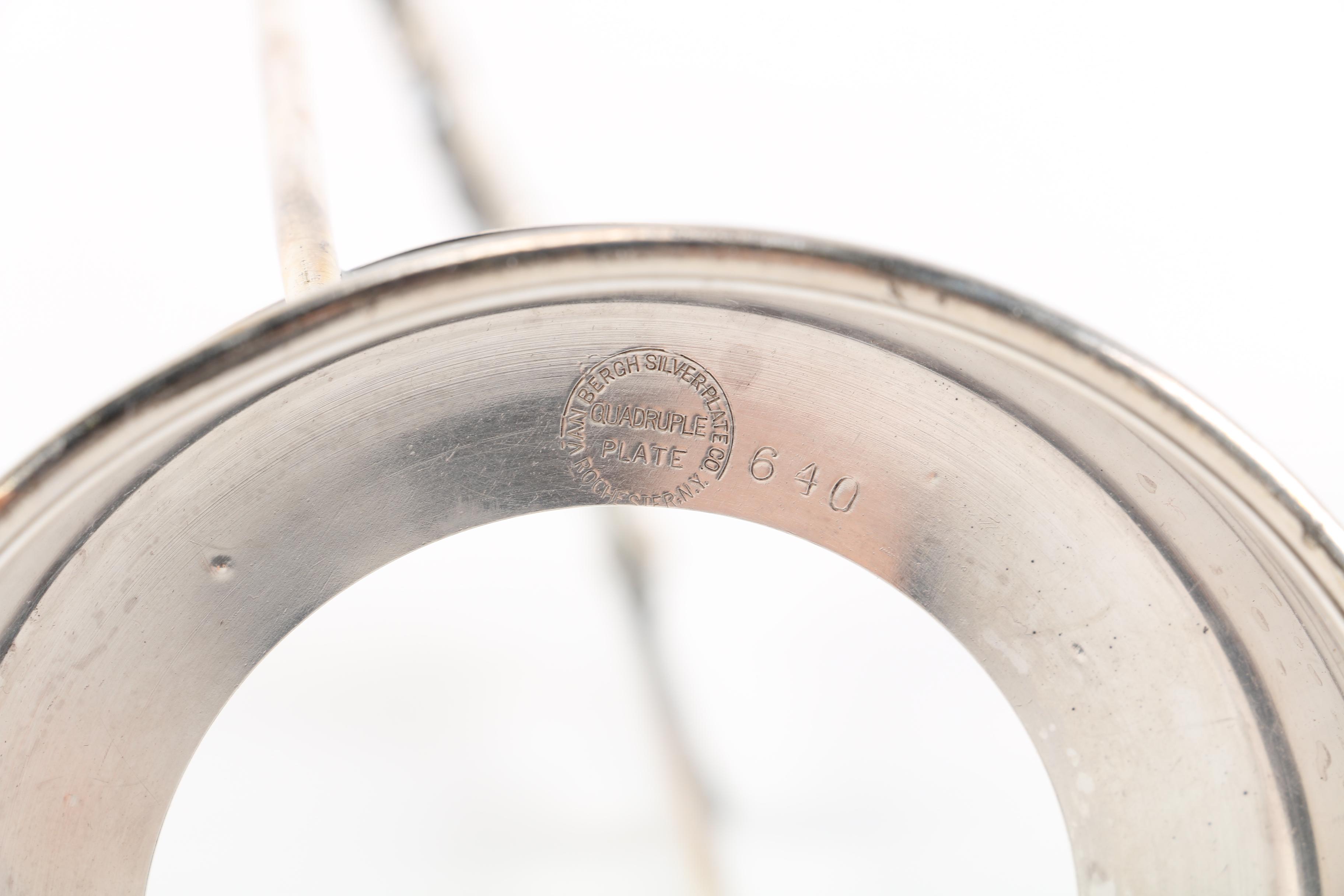 Van Bergh Silver Plate Co. Silver Plate Jar Display Holder With Additional Tableware