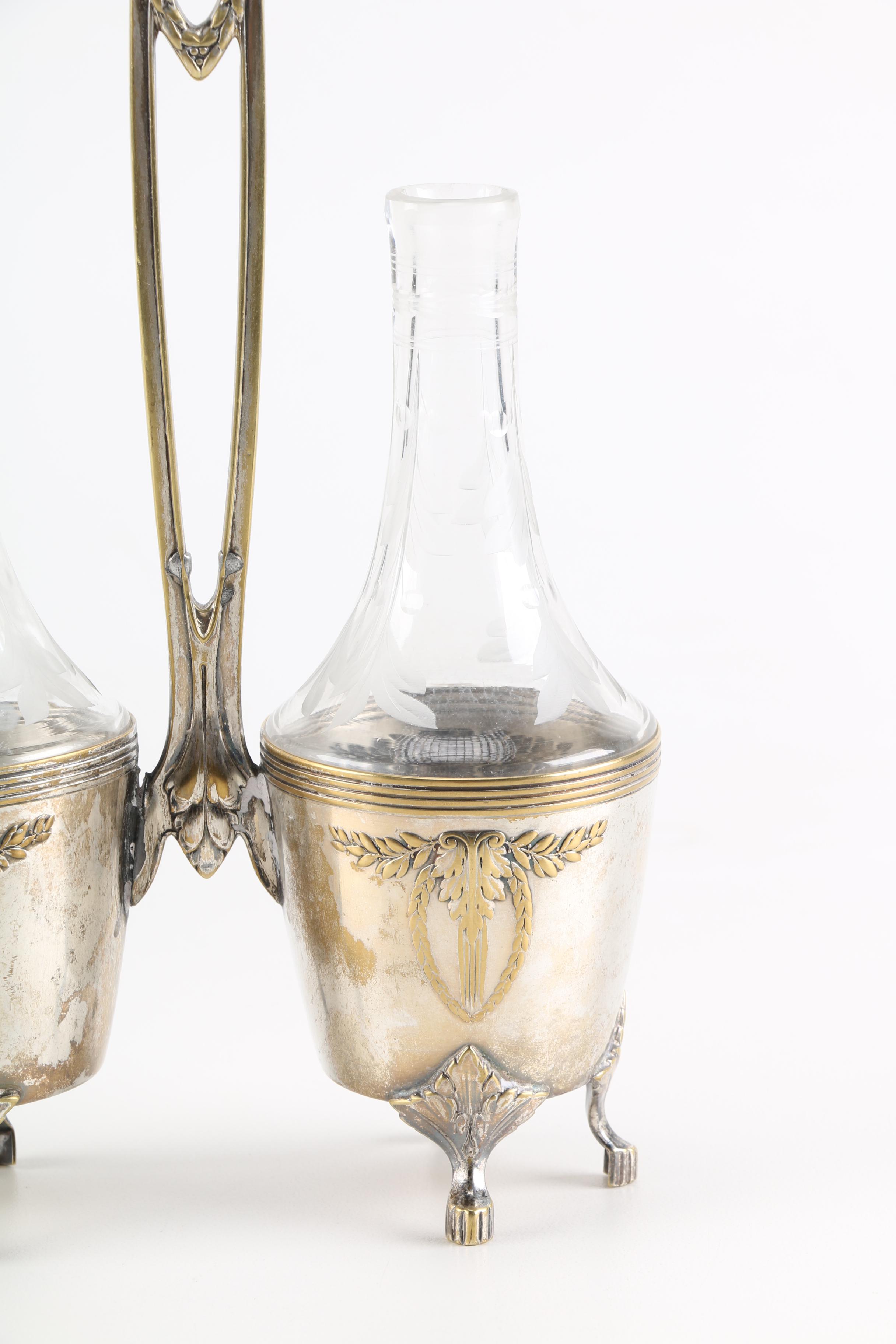 Van Bergh Silver Plate Co. Silver Plate Jar Display Holder With Additional Tableware