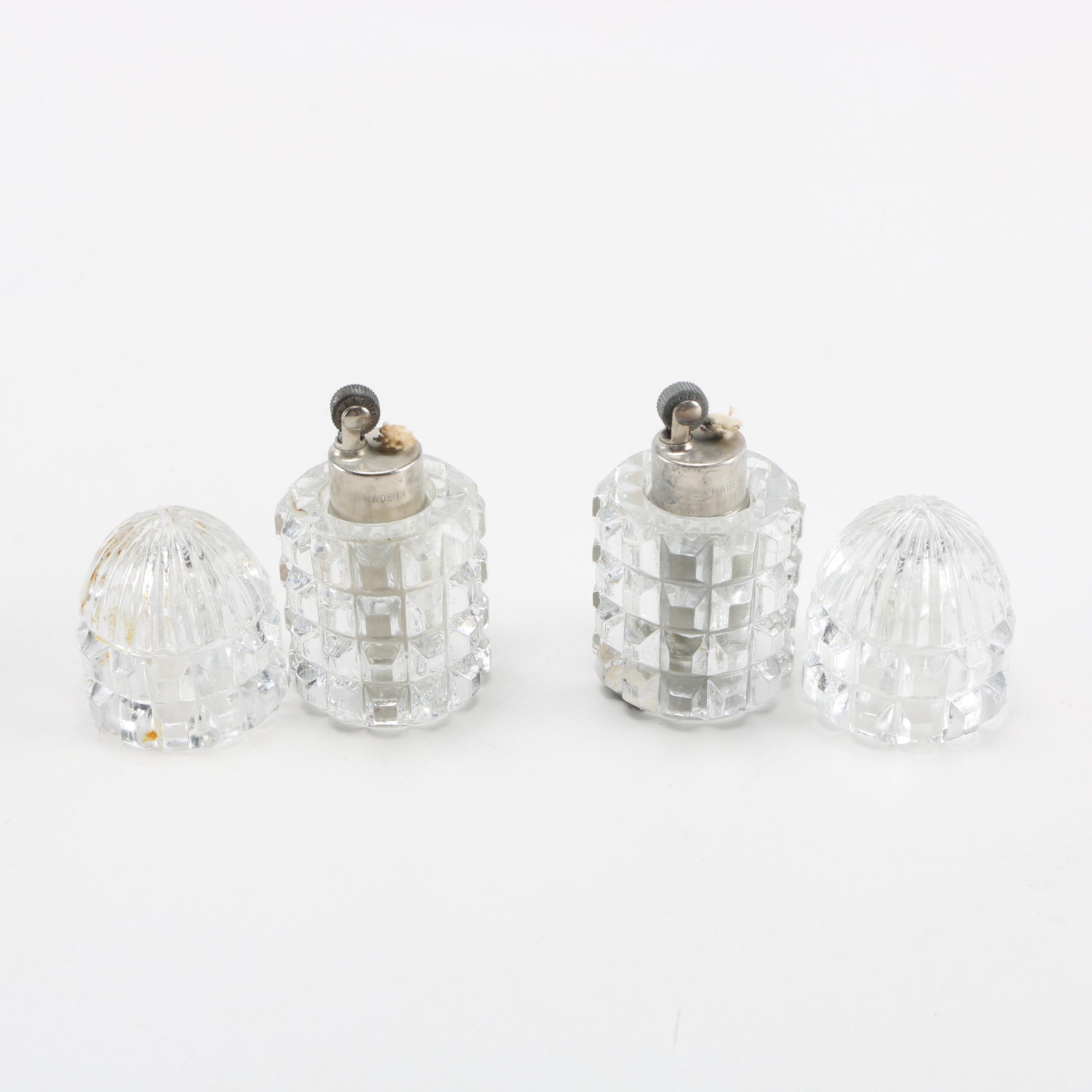 Pair of Vintage Cut Glass Lighters