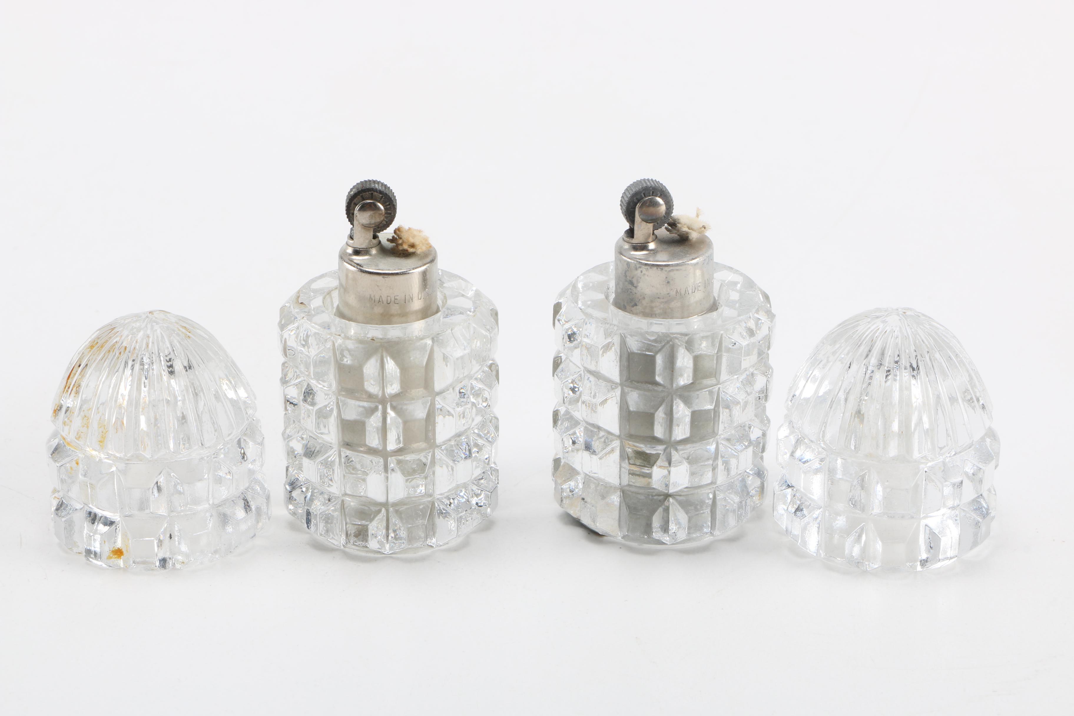 Pair of Vintage Cut Glass Lighters