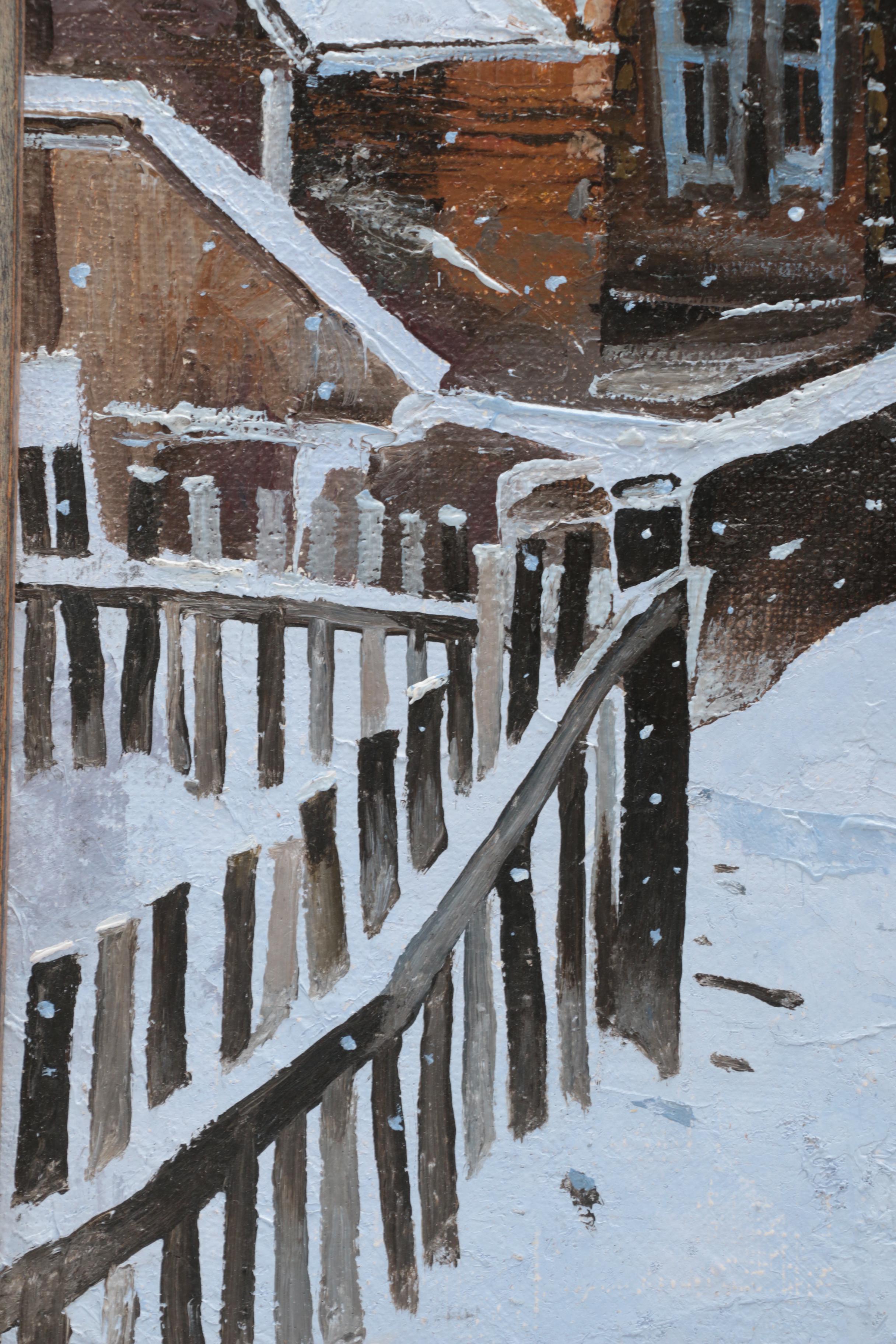 Oil Painting on Canvas of a Russian Winter Street