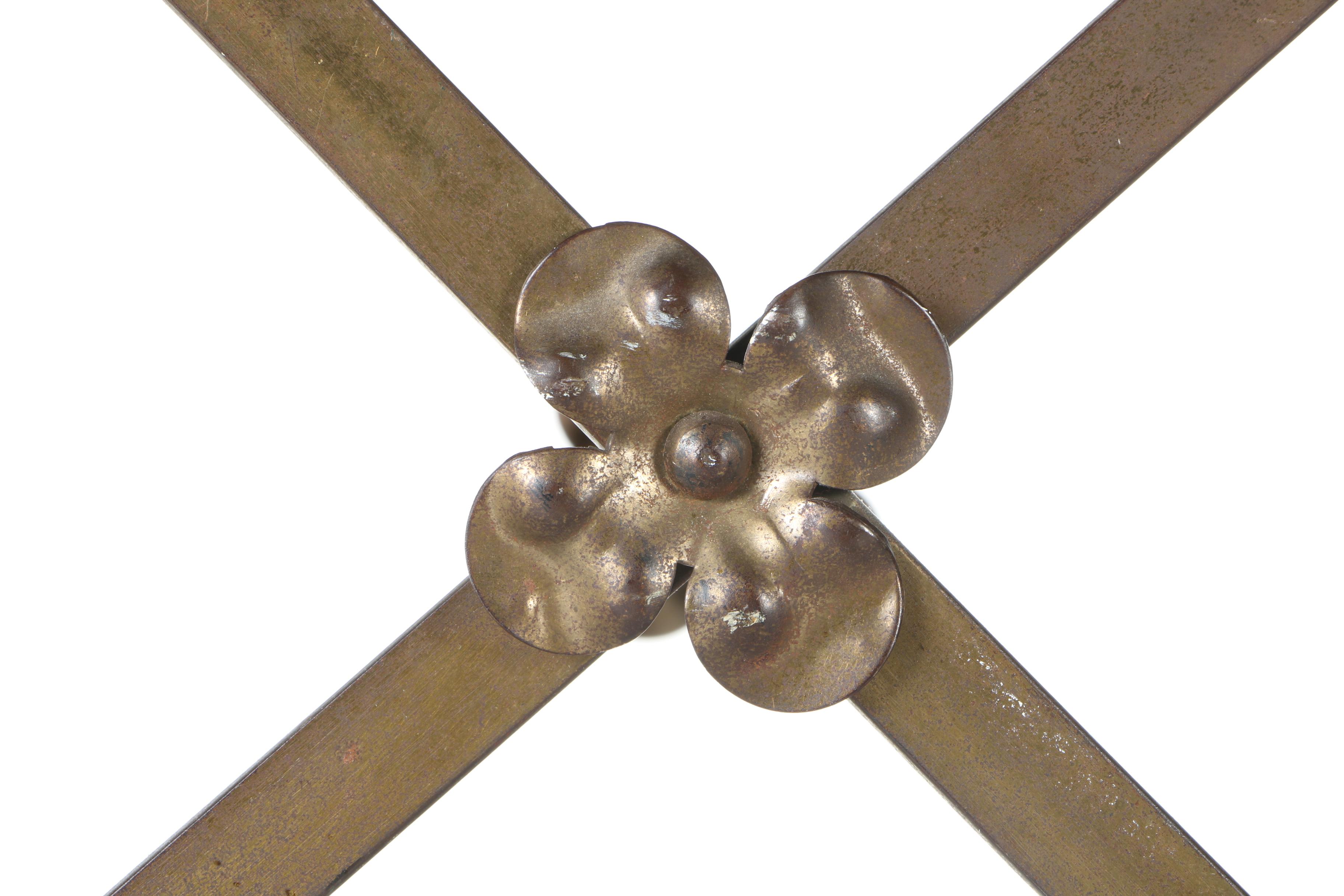 Vintage Brass Tone Stool With X-Base