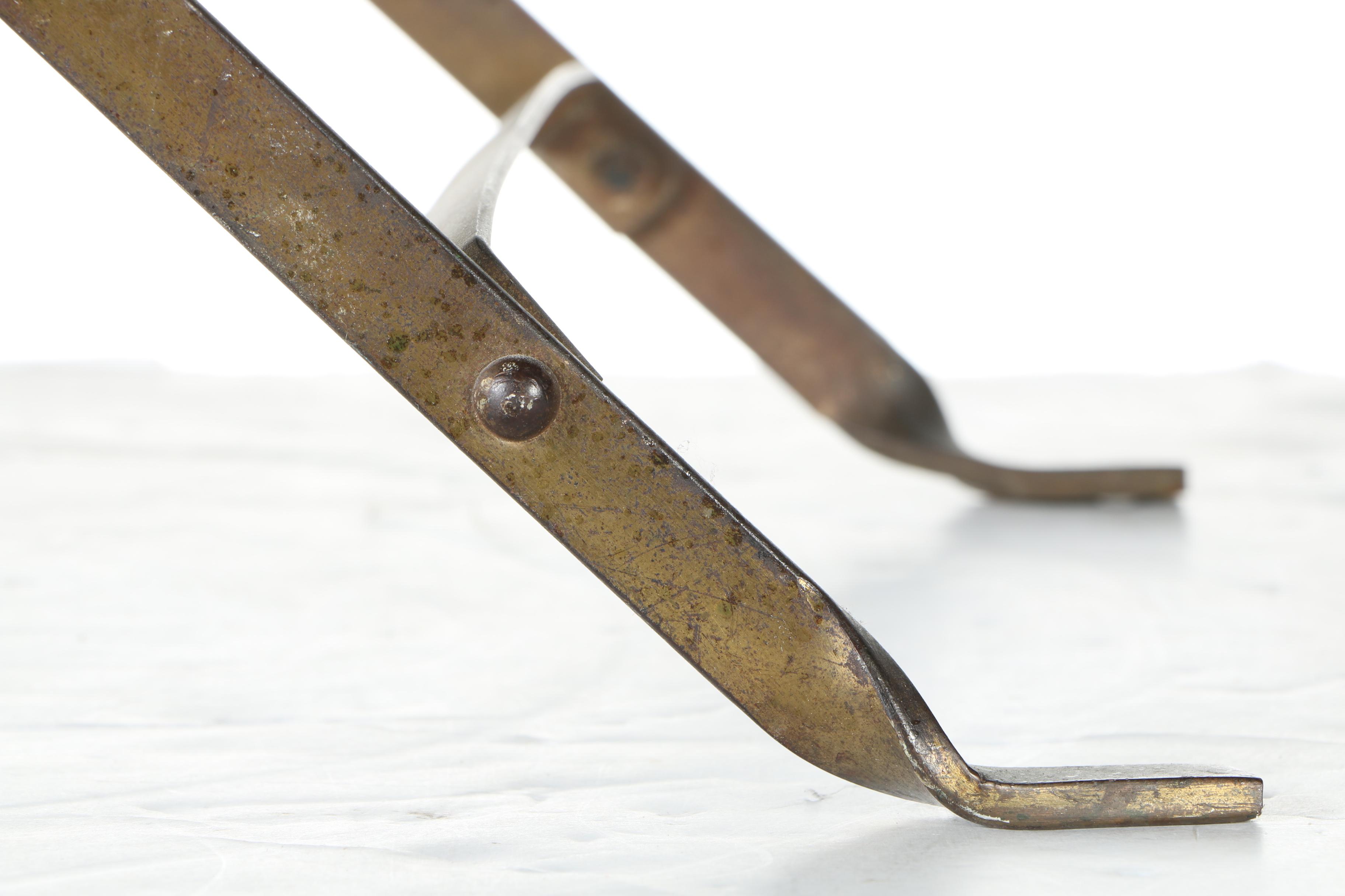 Vintage Brass Tone Stool With X-Base
