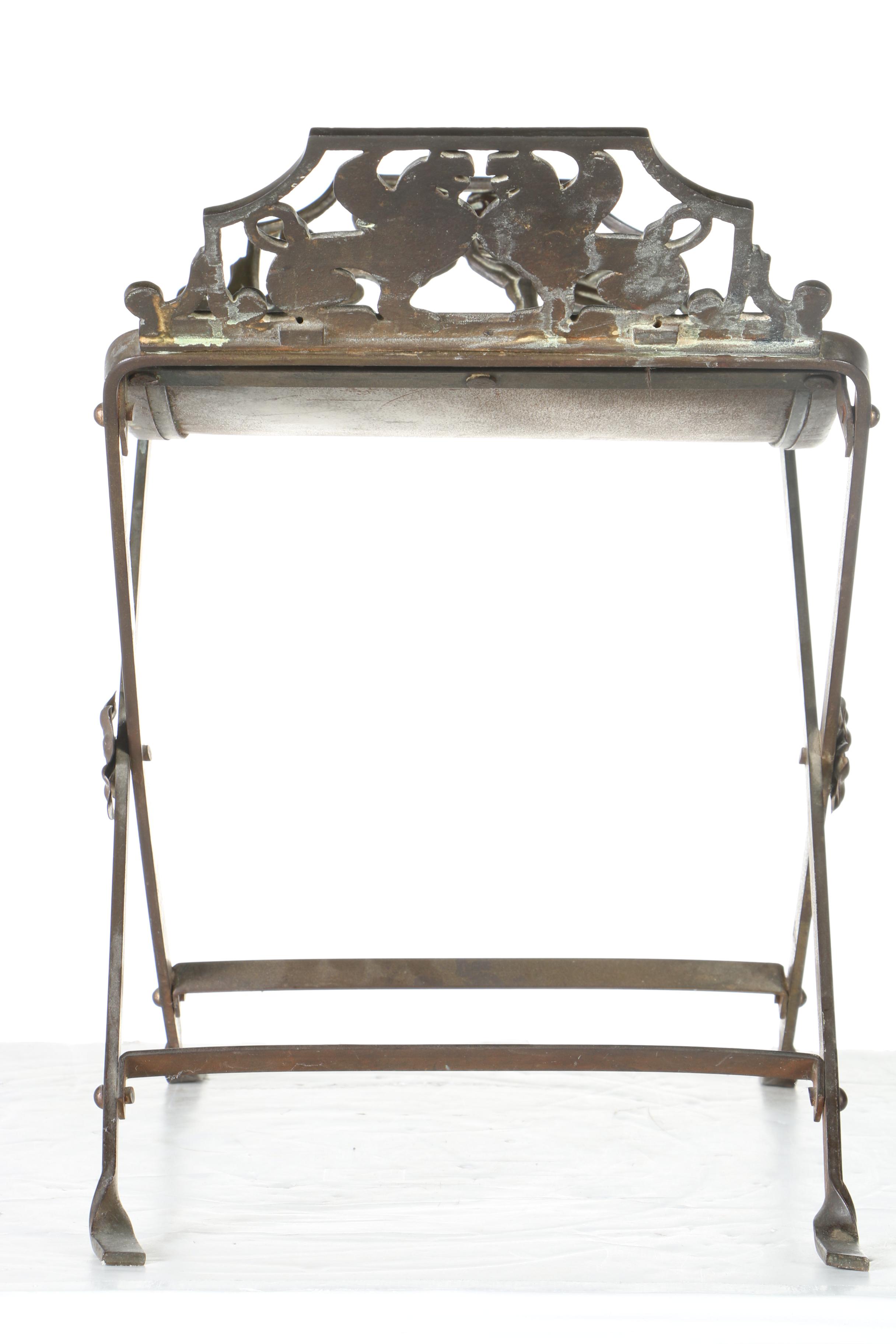 Vintage Brass Tone Stool With X-Base