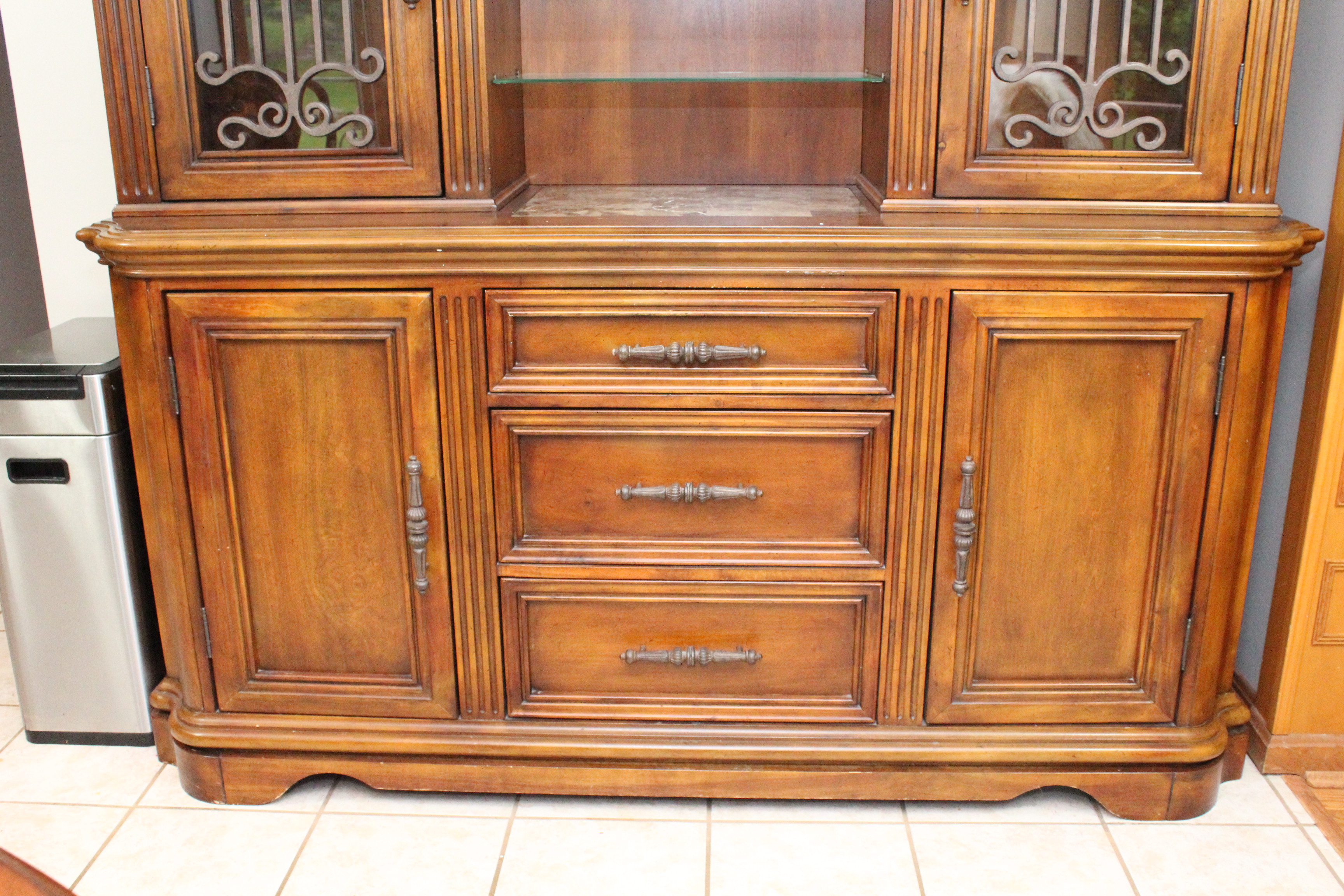 Walnut Stained China Cabinet and Buffet