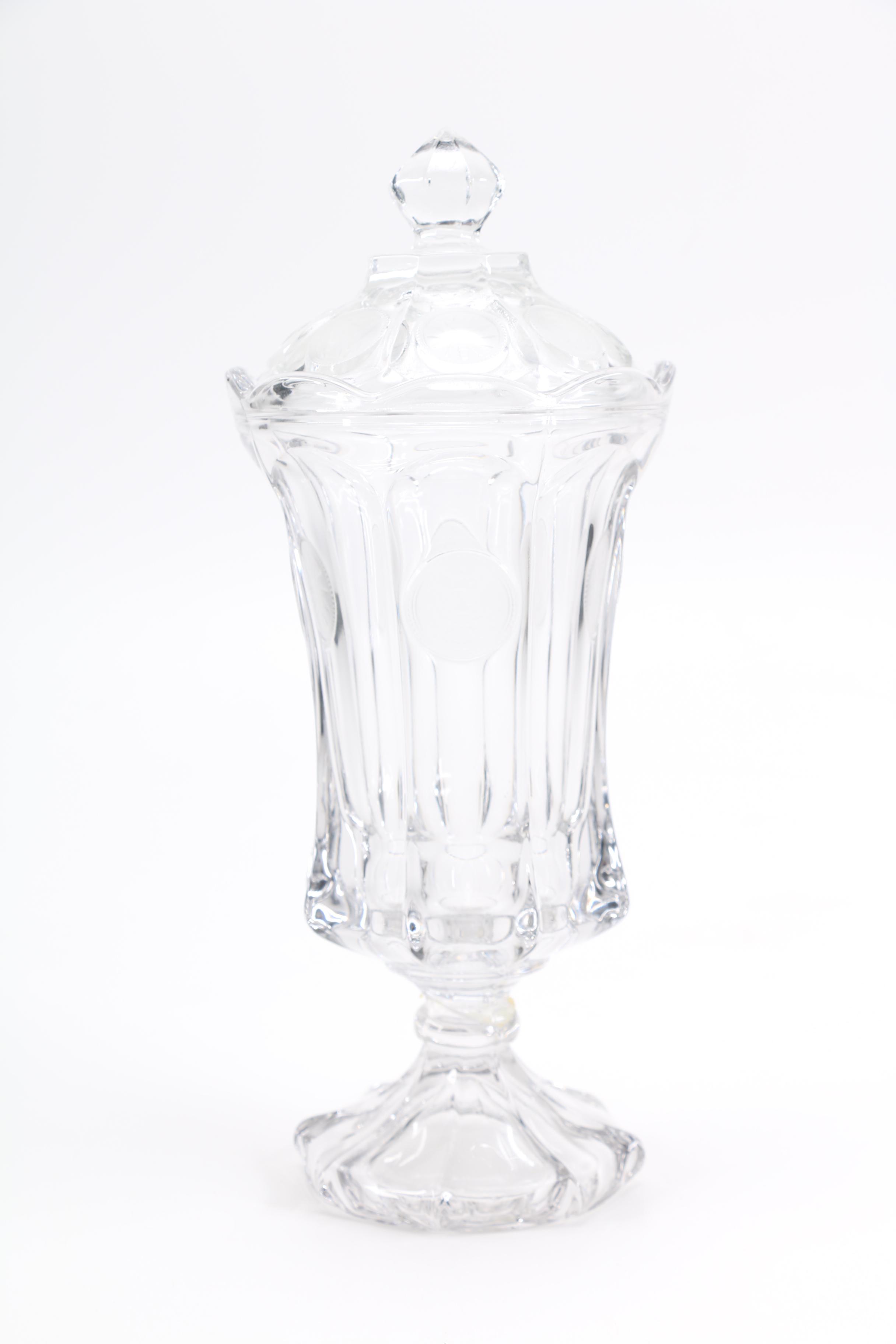 Fostoria "Coin Glass Clear" Footed Urn with Lid