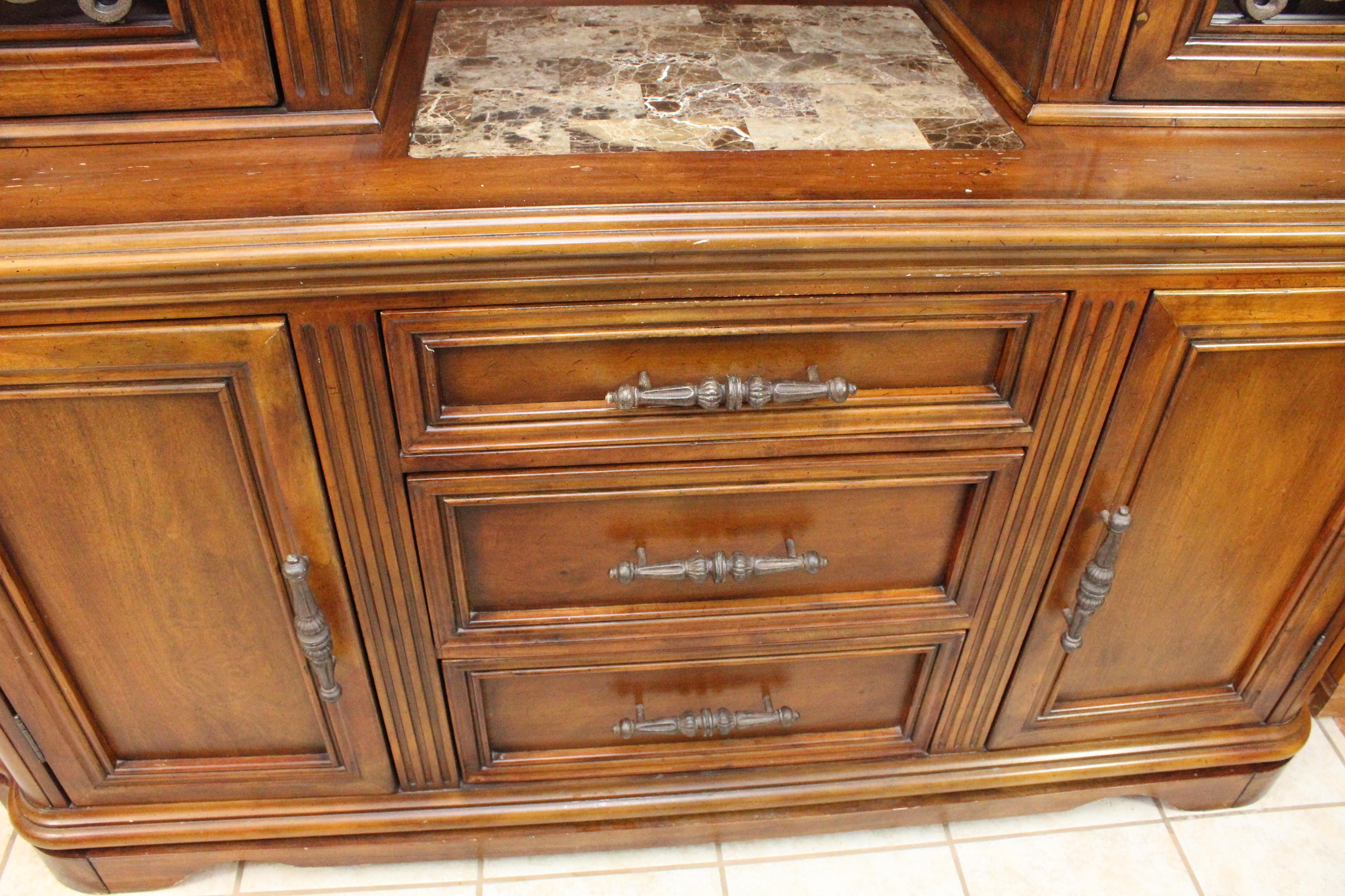 Walnut Stained China Cabinet and Buffet