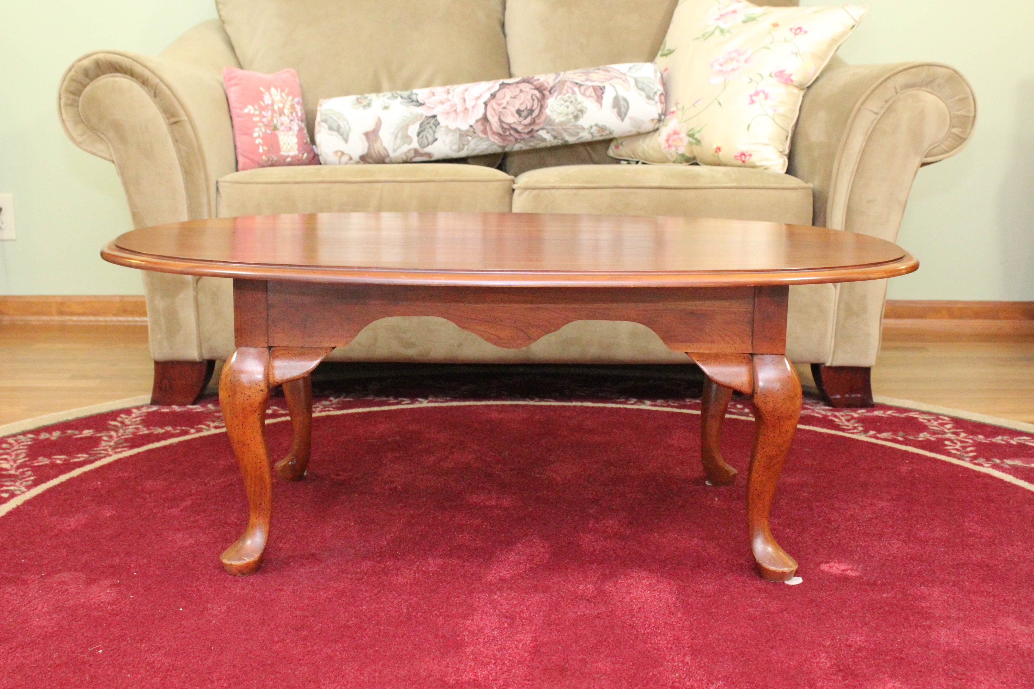 Queen Anne Style Coffee Table and Matching Drop Leaf Side Table