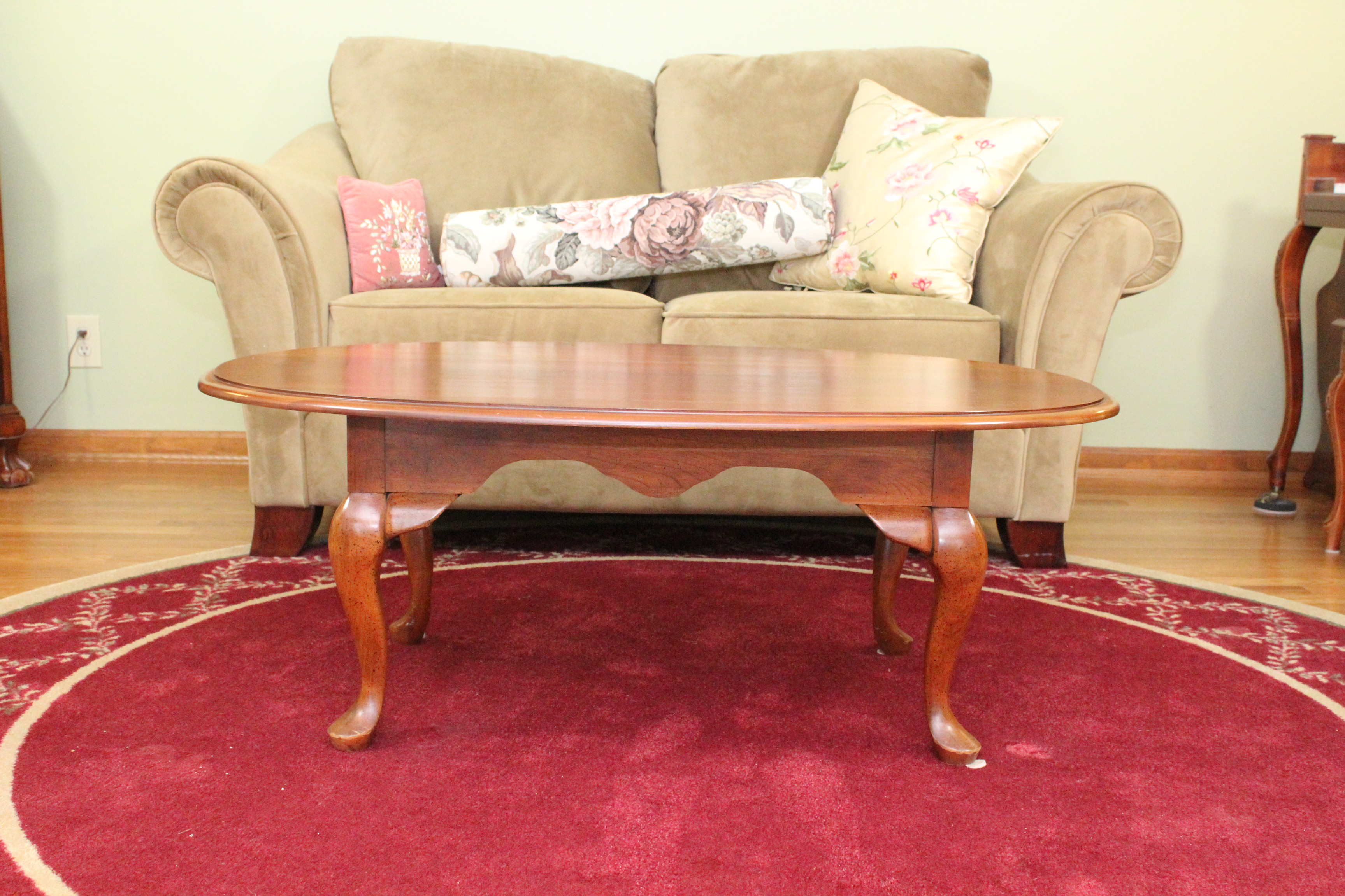 Queen Anne Style Coffee Table and Matching Drop Leaf Side Table