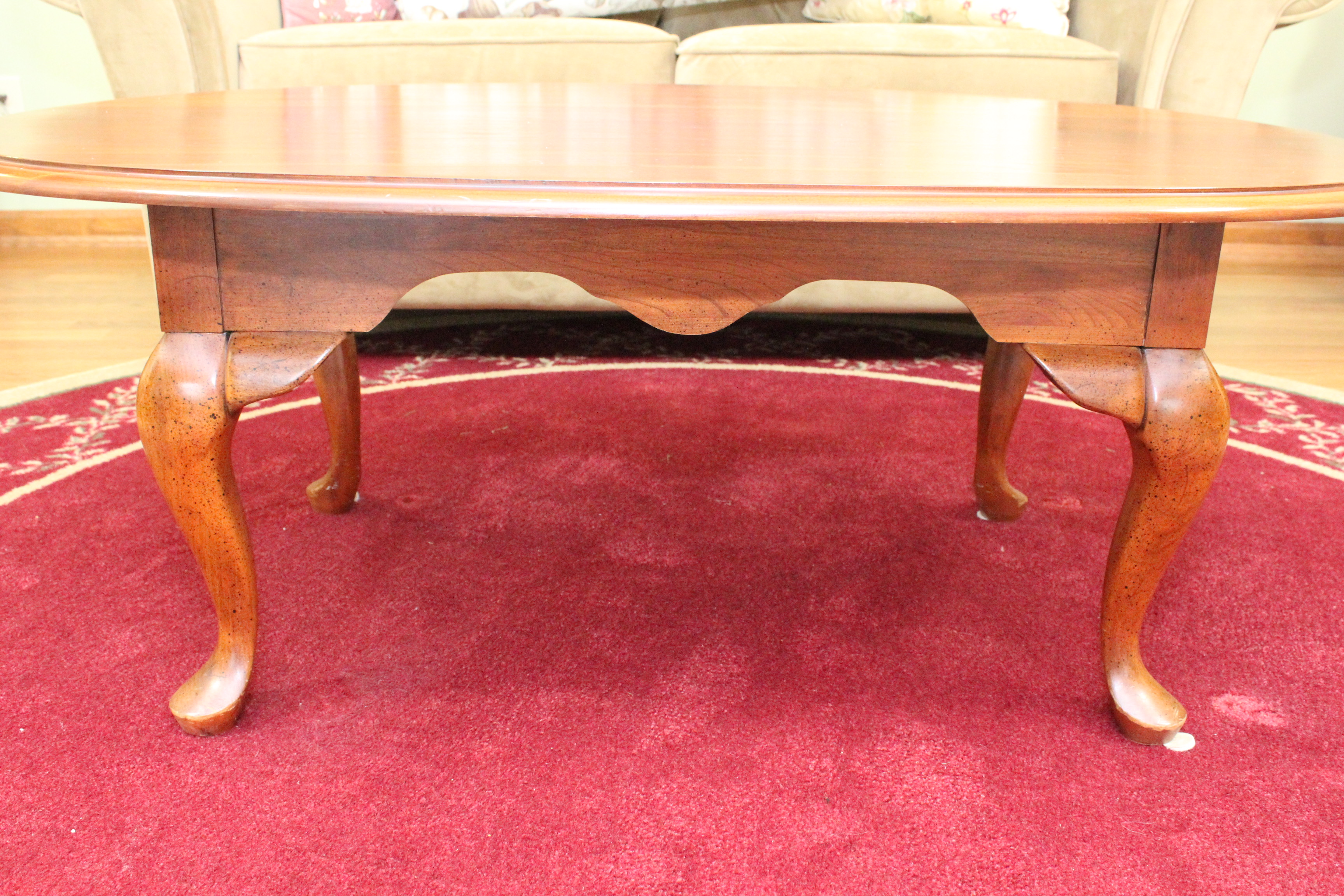 Queen Anne Style Coffee Table and Matching Drop Leaf Side Table