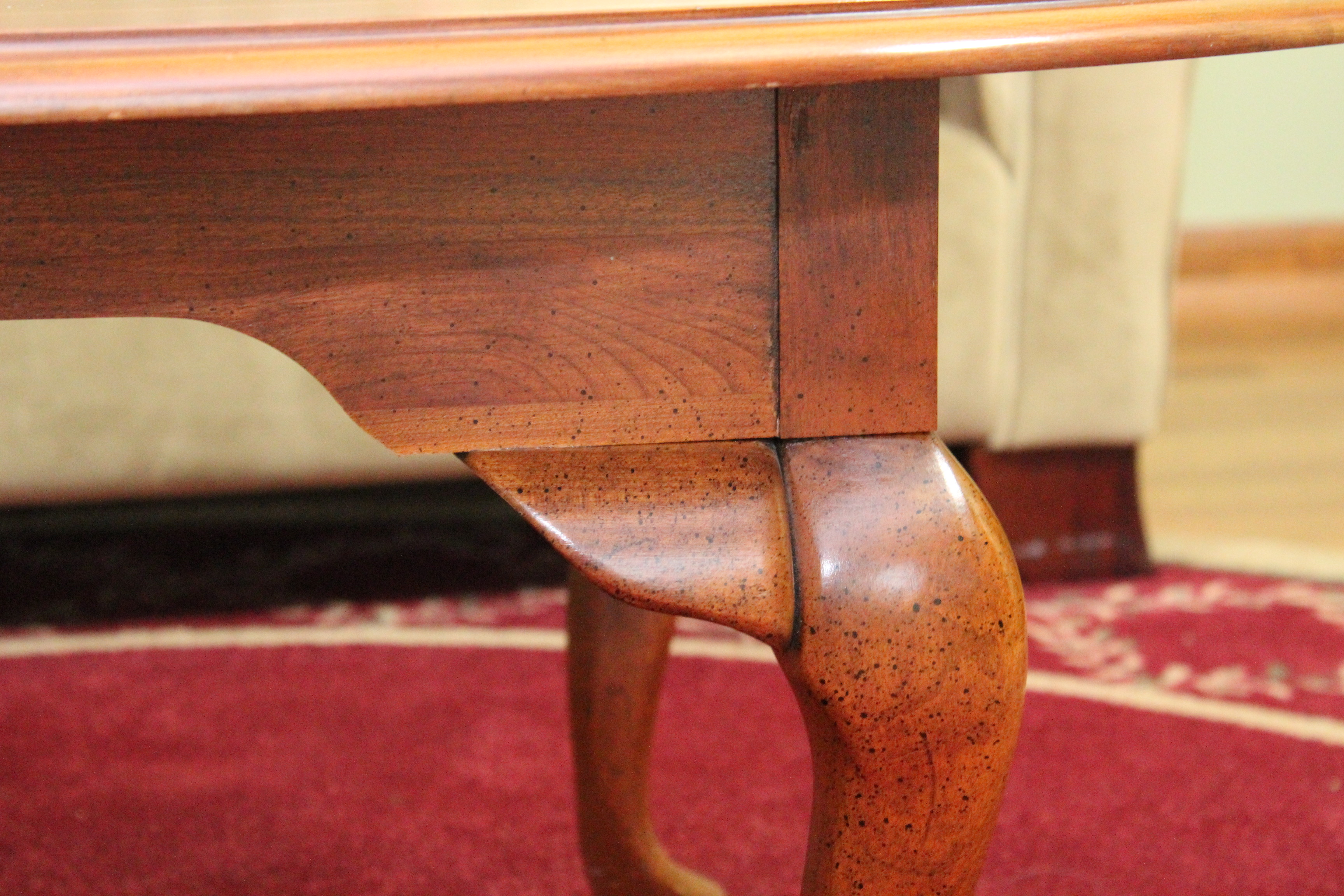 Queen Anne Style Coffee Table and Matching Drop Leaf Side Table