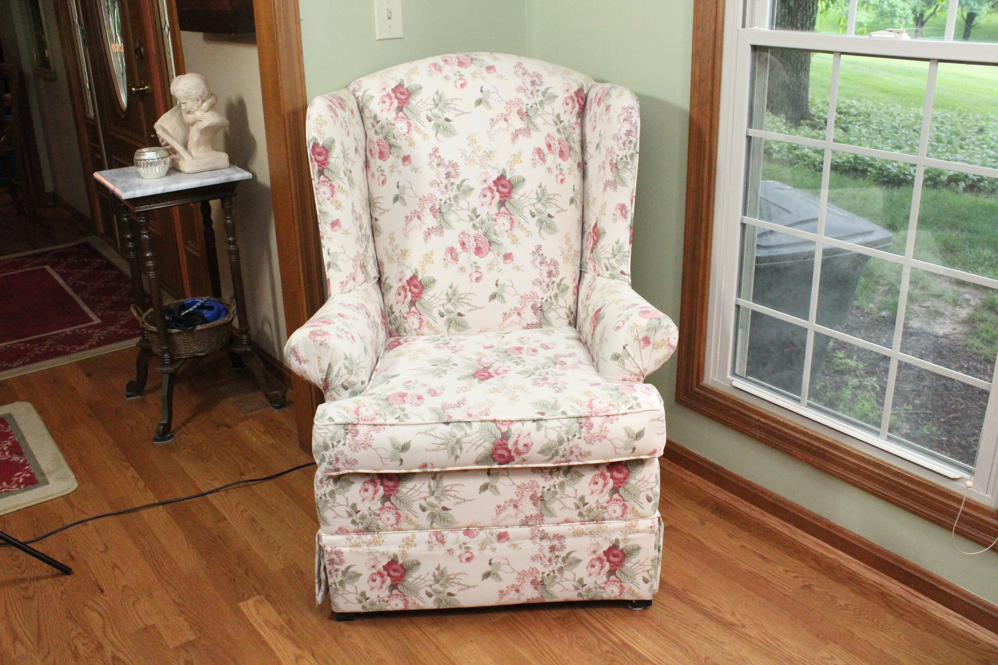 Floral Upholstered Armchair and Ottoman by Sofa Express