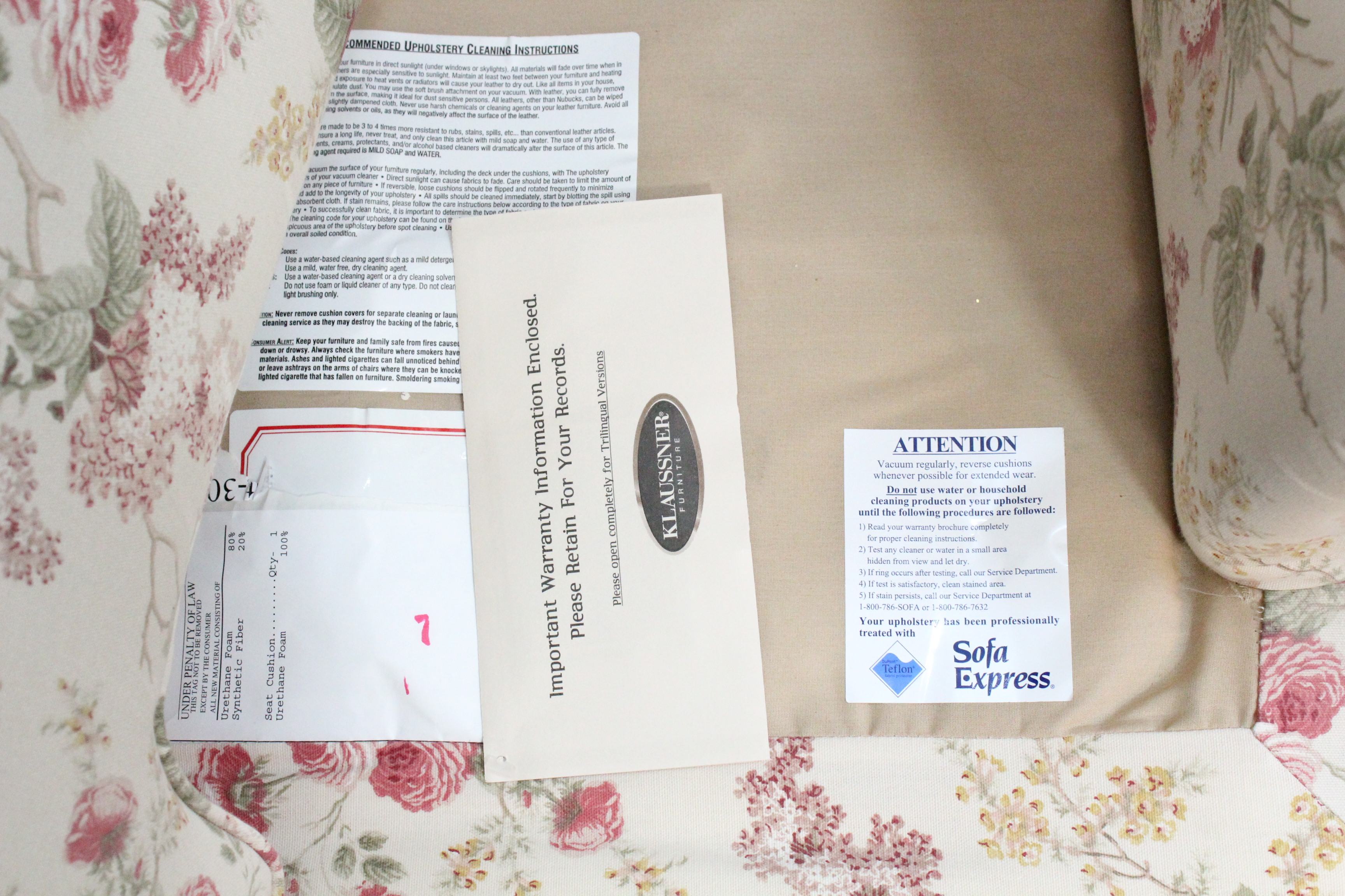 Floral Upholstered Armchair and Ottoman by Sofa Express