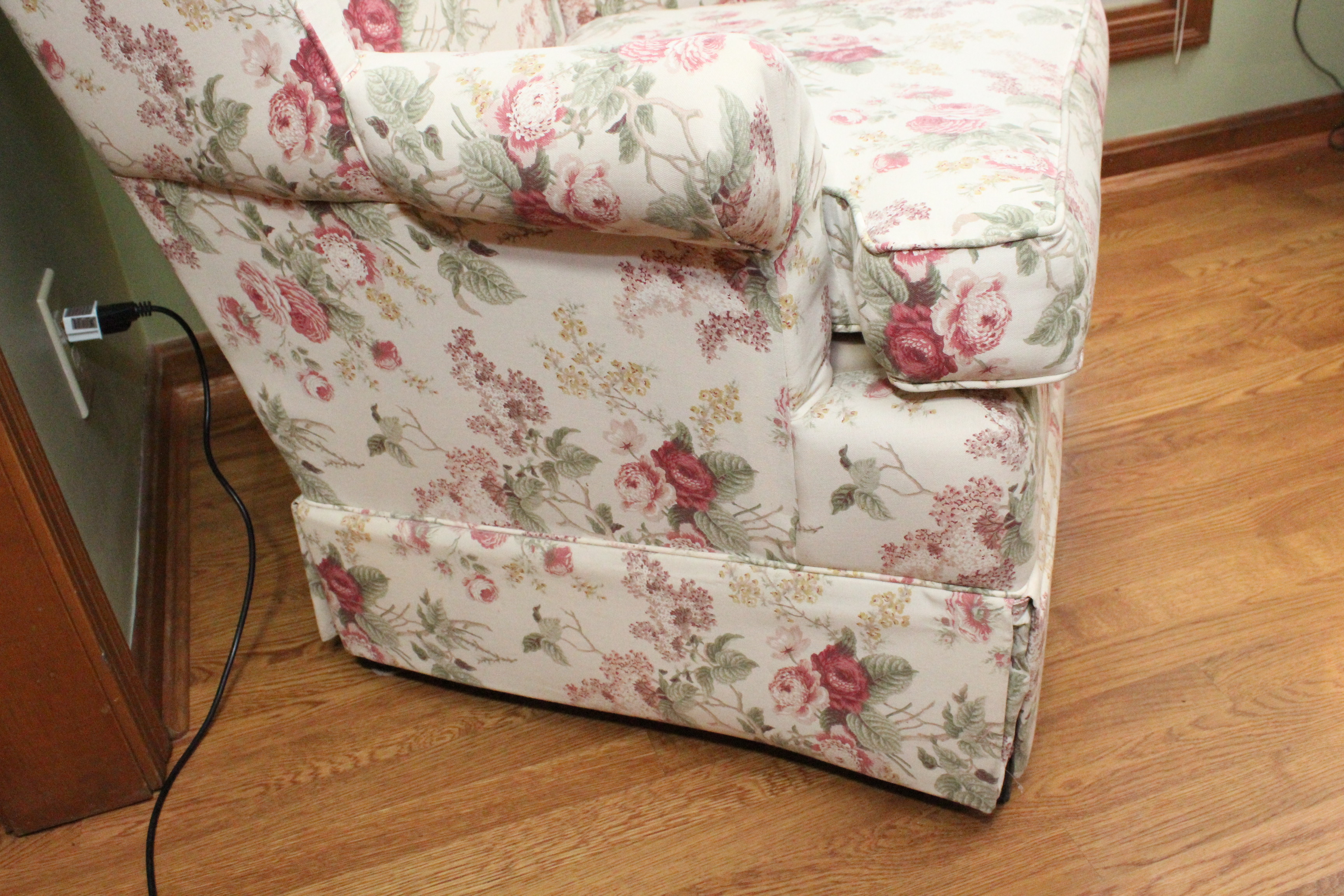 Floral Upholstered Armchair and Ottoman by Sofa Express
