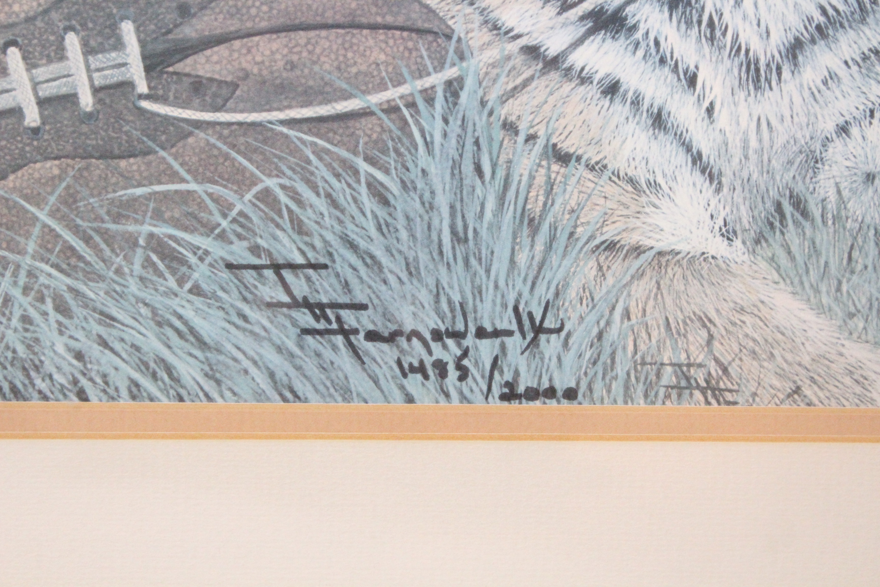 Signed Imogene H. Farnsworth Limited Edition Offset Lithograph "Bengal Cub, With Football"