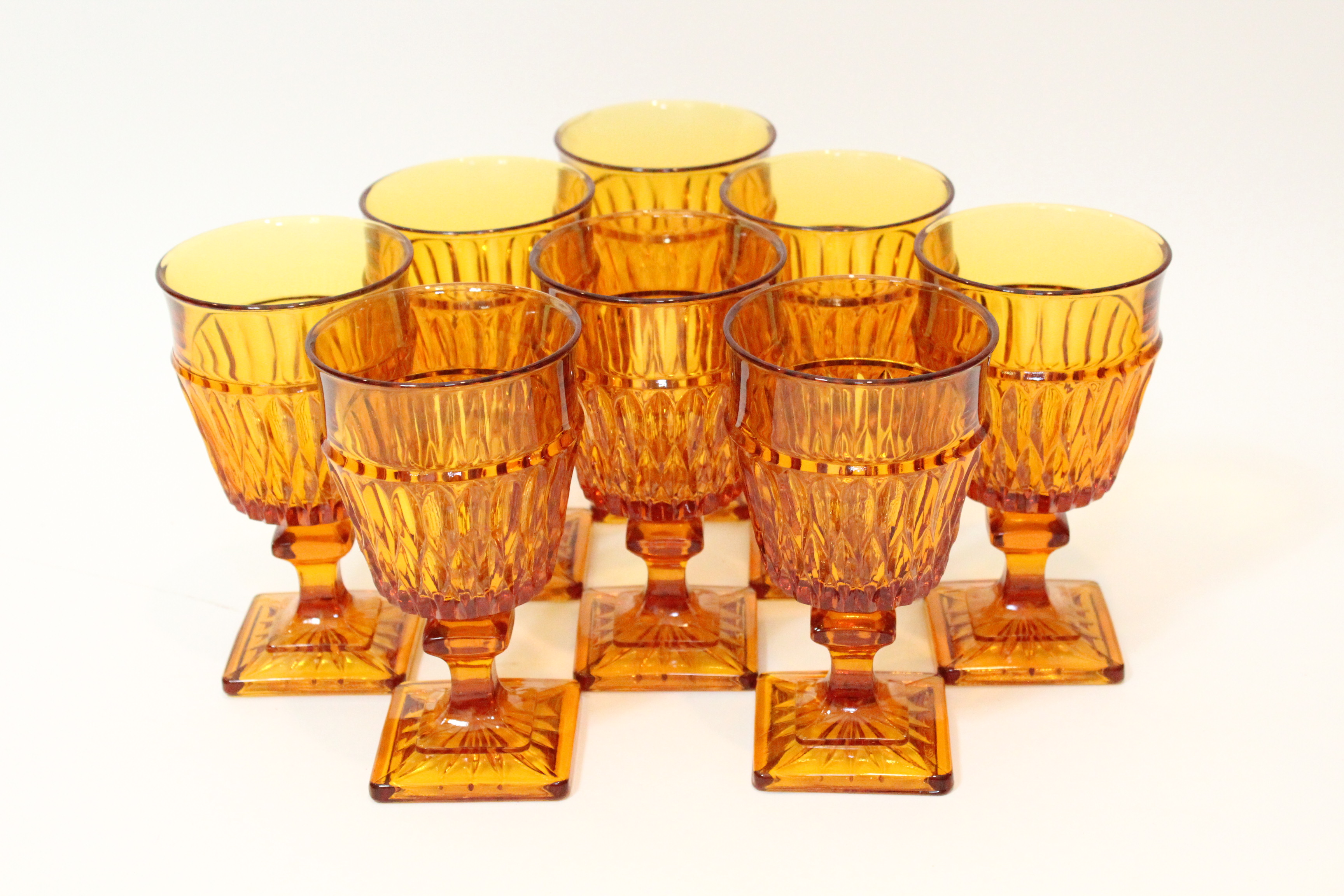 Vintage Orange Glass Goblet and Pitcher Set