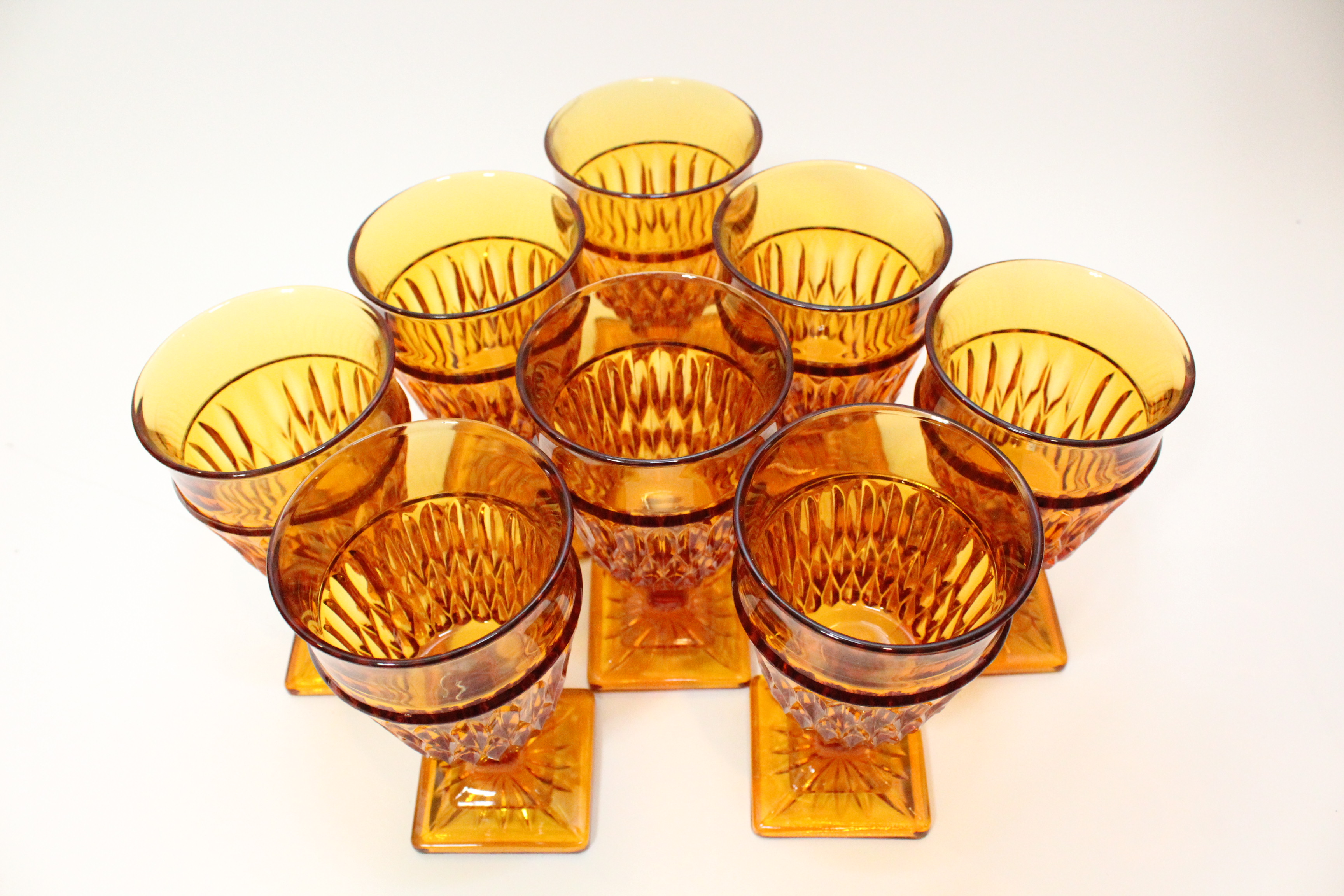 Vintage Orange Glass Goblet and Pitcher Set