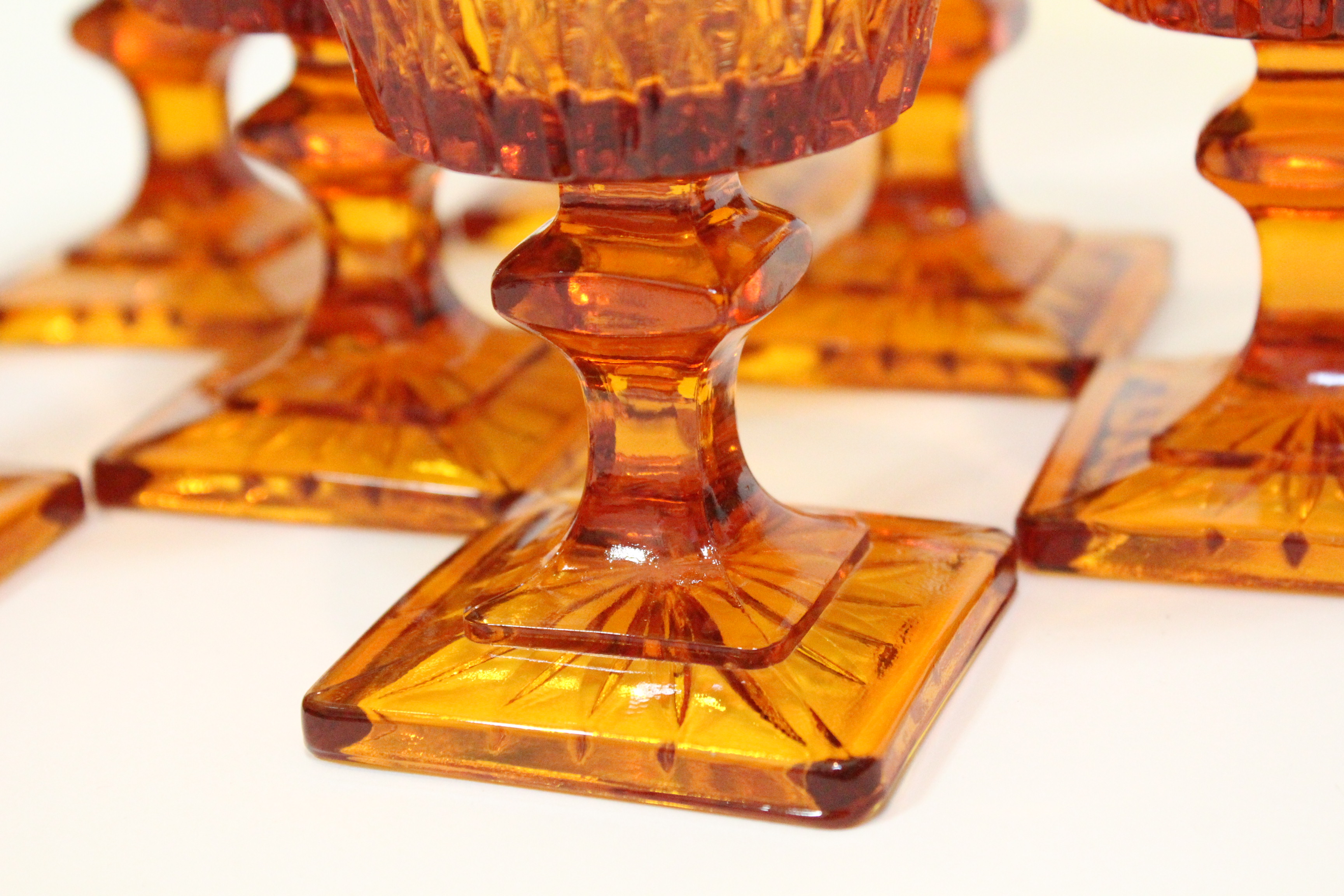 Vintage Orange Glass Goblet and Pitcher Set