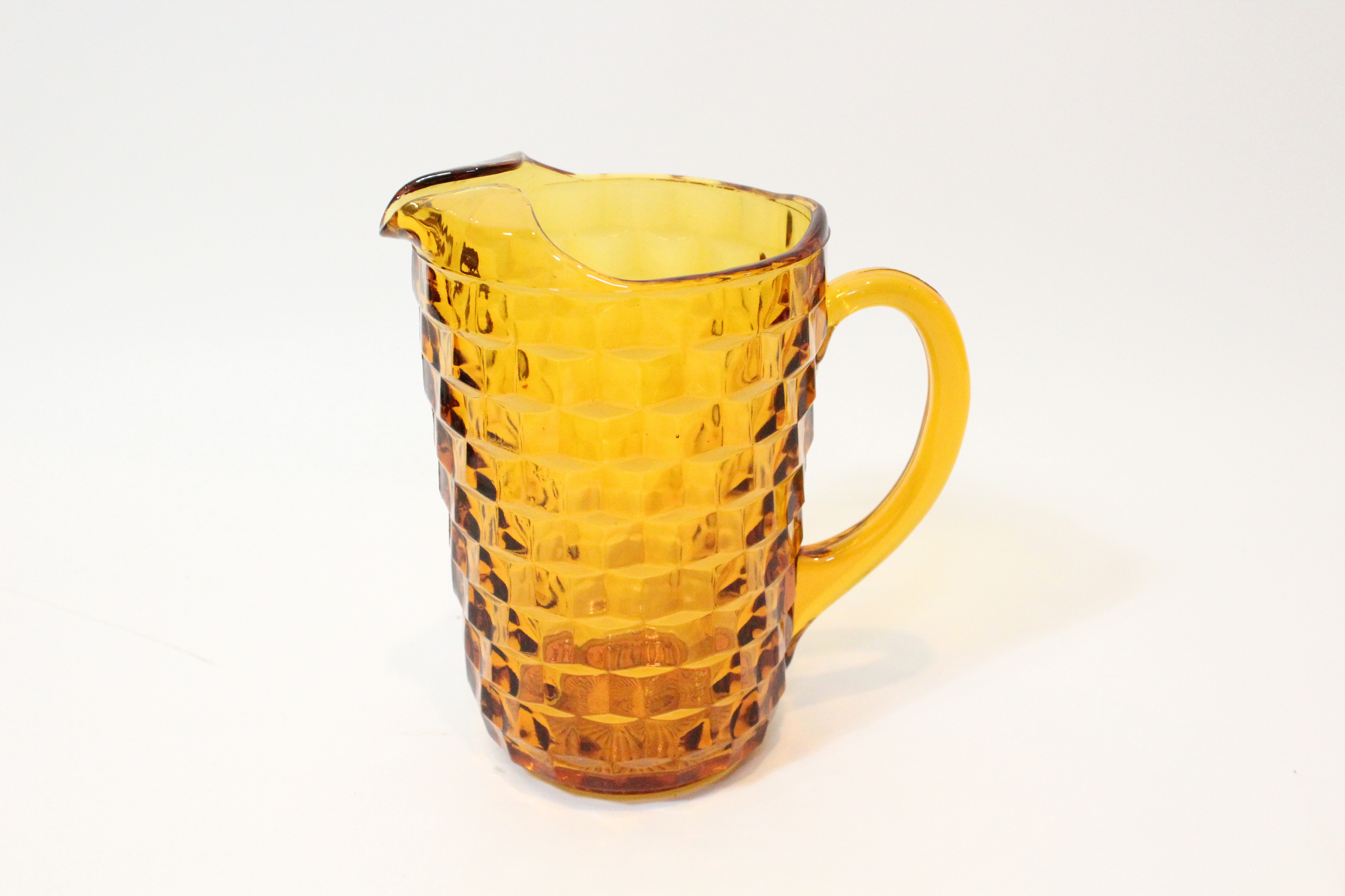 Vintage Orange Glass Goblet and Pitcher Set