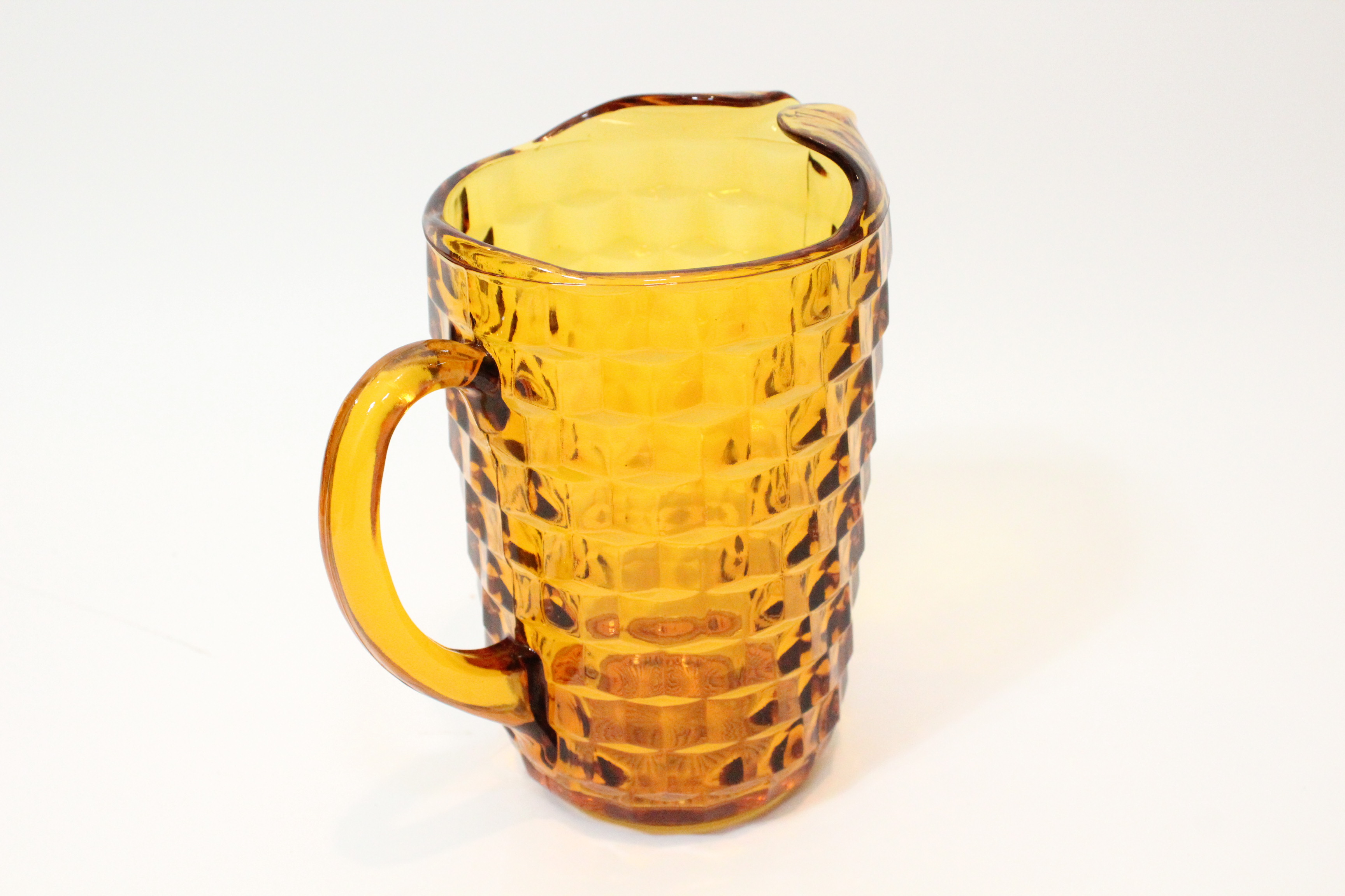 Vintage Orange Glass Goblet and Pitcher Set