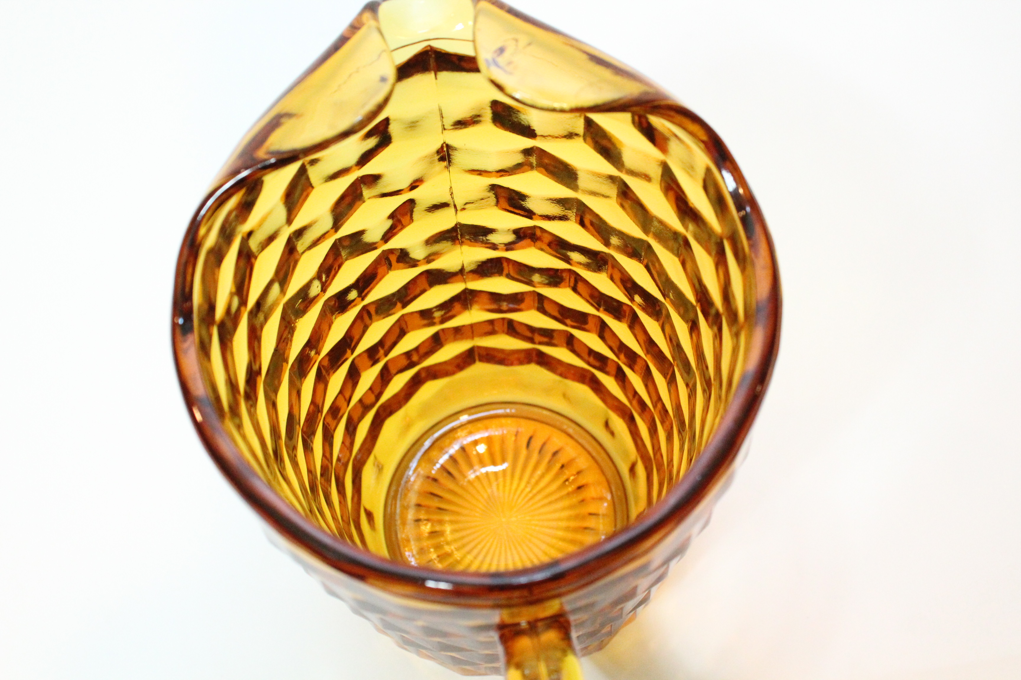 Vintage Orange Glass Goblet and Pitcher Set