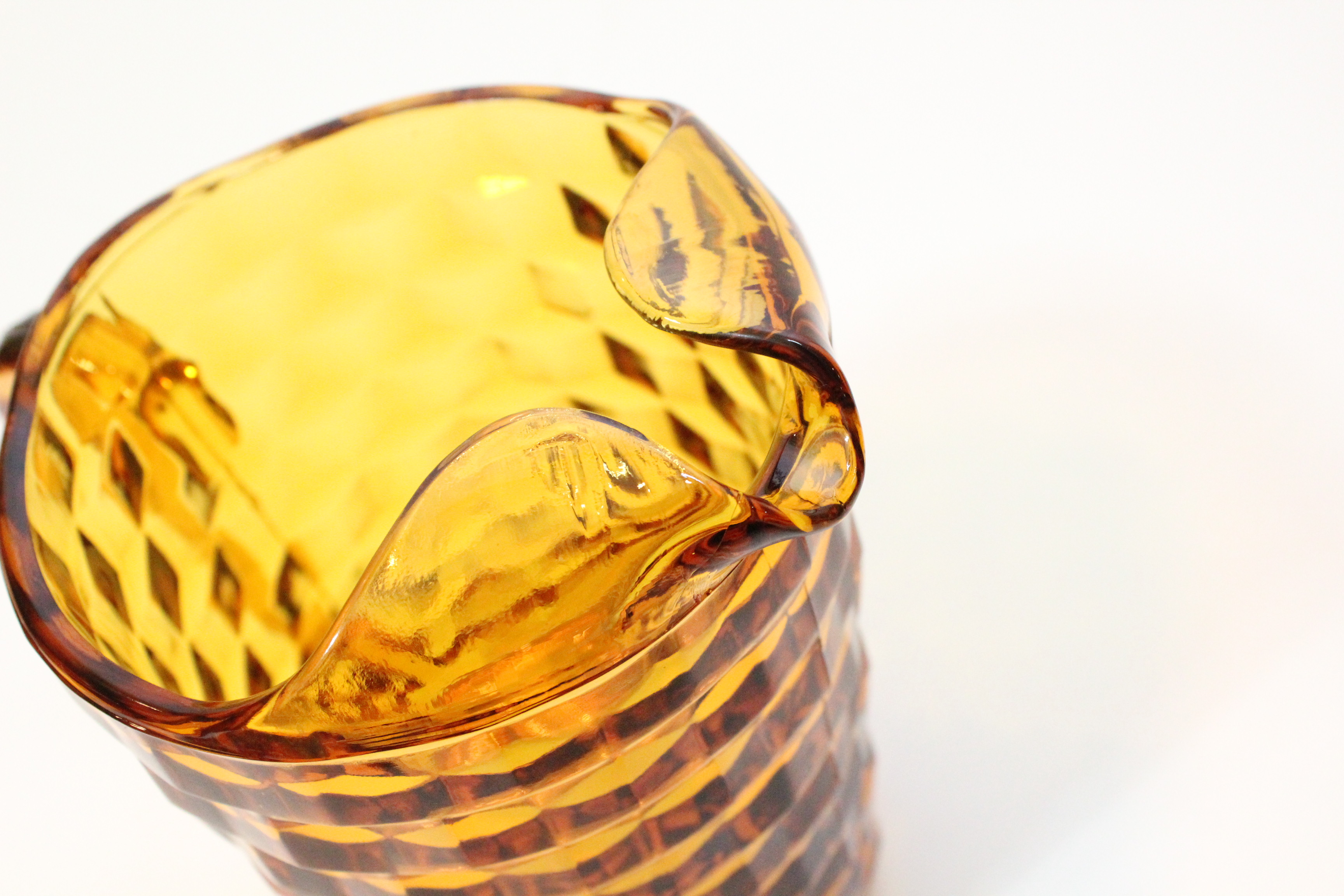 Vintage Orange Glass Goblet and Pitcher Set