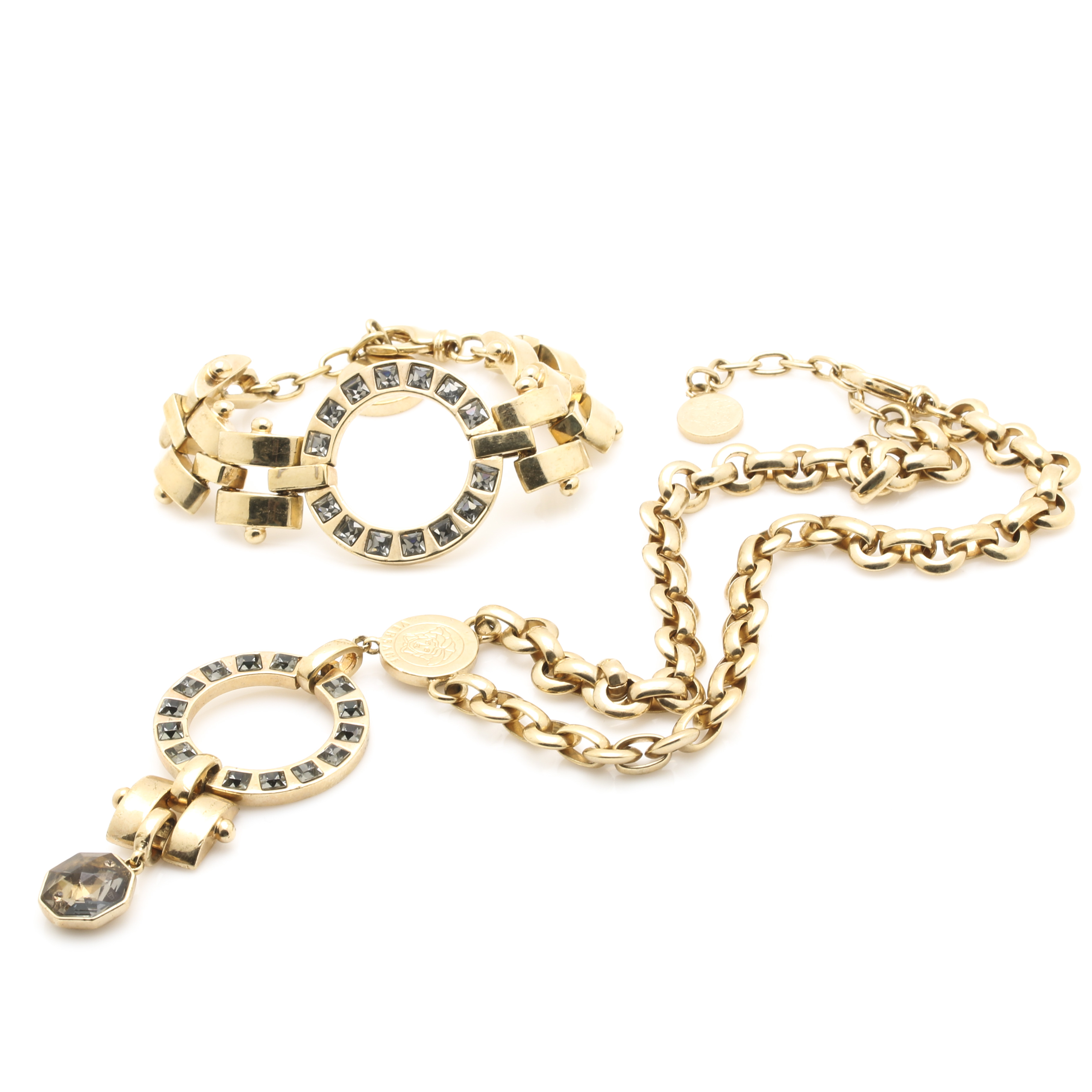 Versace Gold Tone and Glass Demi Parure